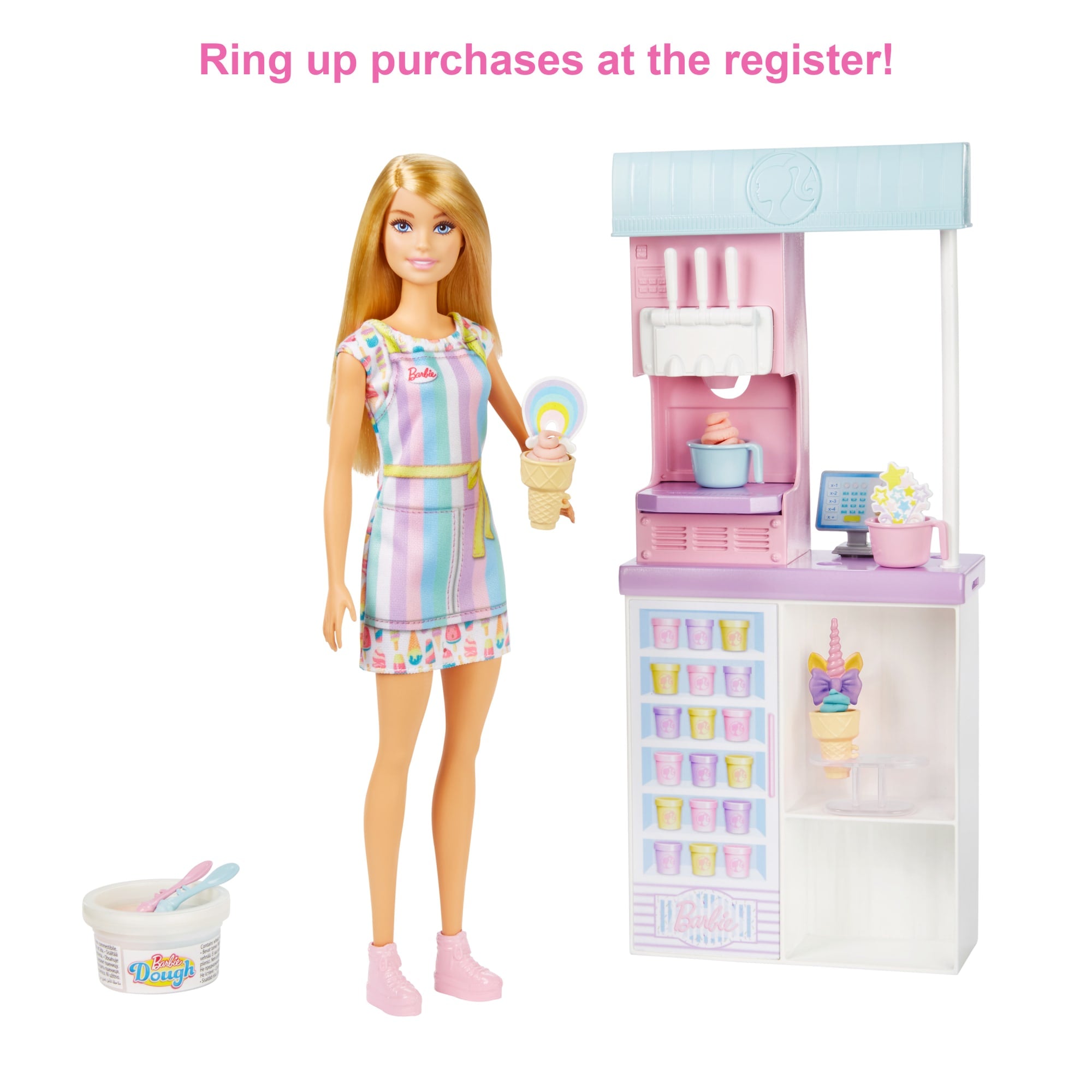 Barbie Ice Cream Shop Playset With 12 in Blonde Doll. Ice Cream Shop. Ice Cream Making Feature & Realistic Play Pieces - Image 5