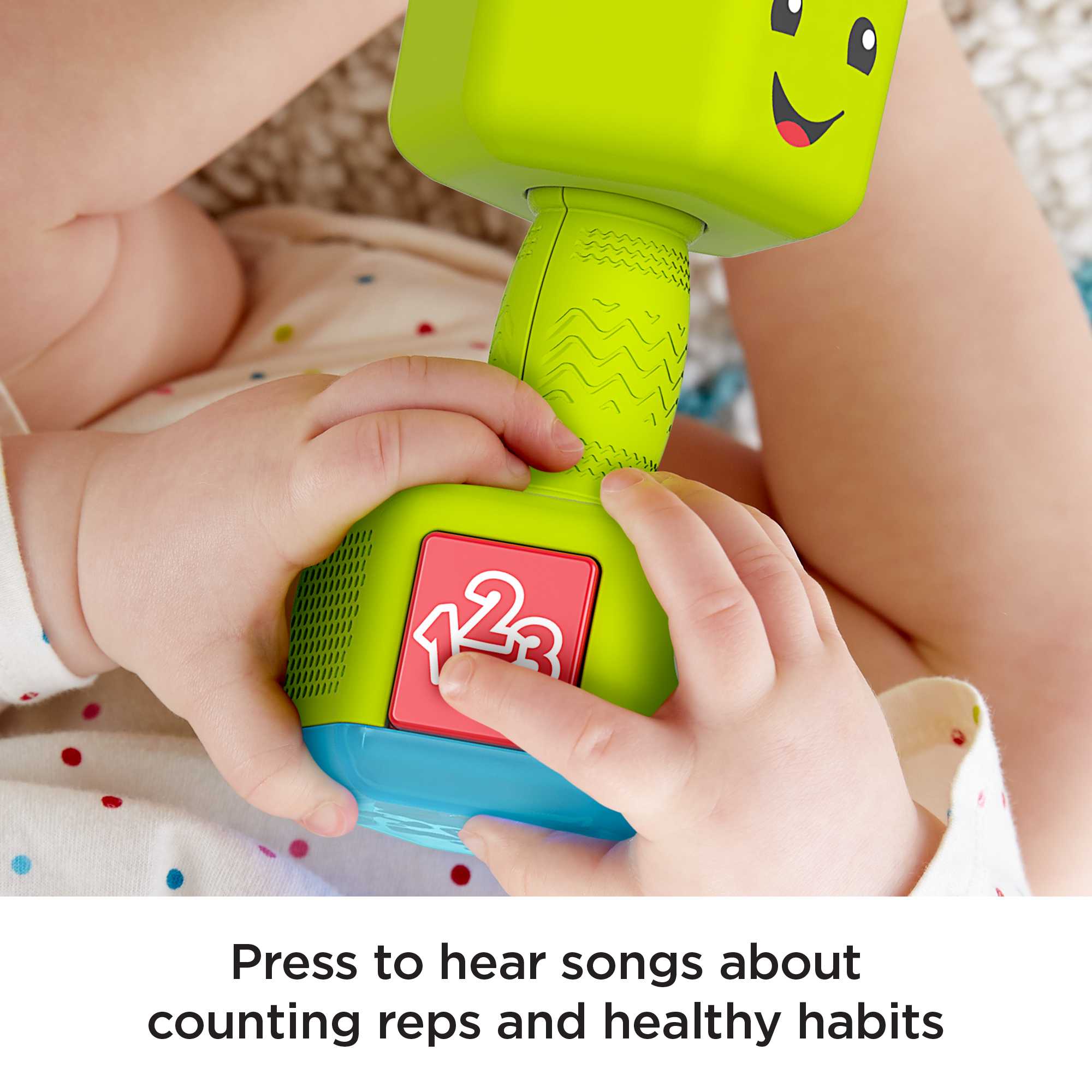 Fisher-Price Laugh & Learn Countin' Reps Dumbbell Musical Rattle Toy For Infant & Toddler - Image 4