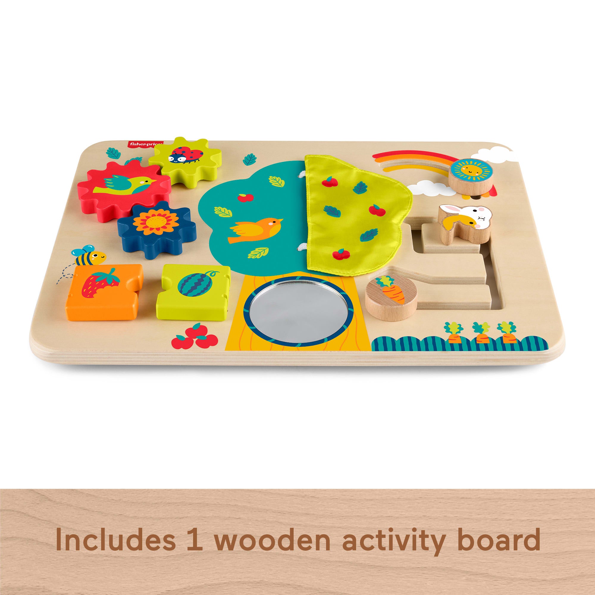 Fisher-Price Wooden Activity Station Baby Busy Board Toy For Developmental Play. 1 Wood Piece - Image 5