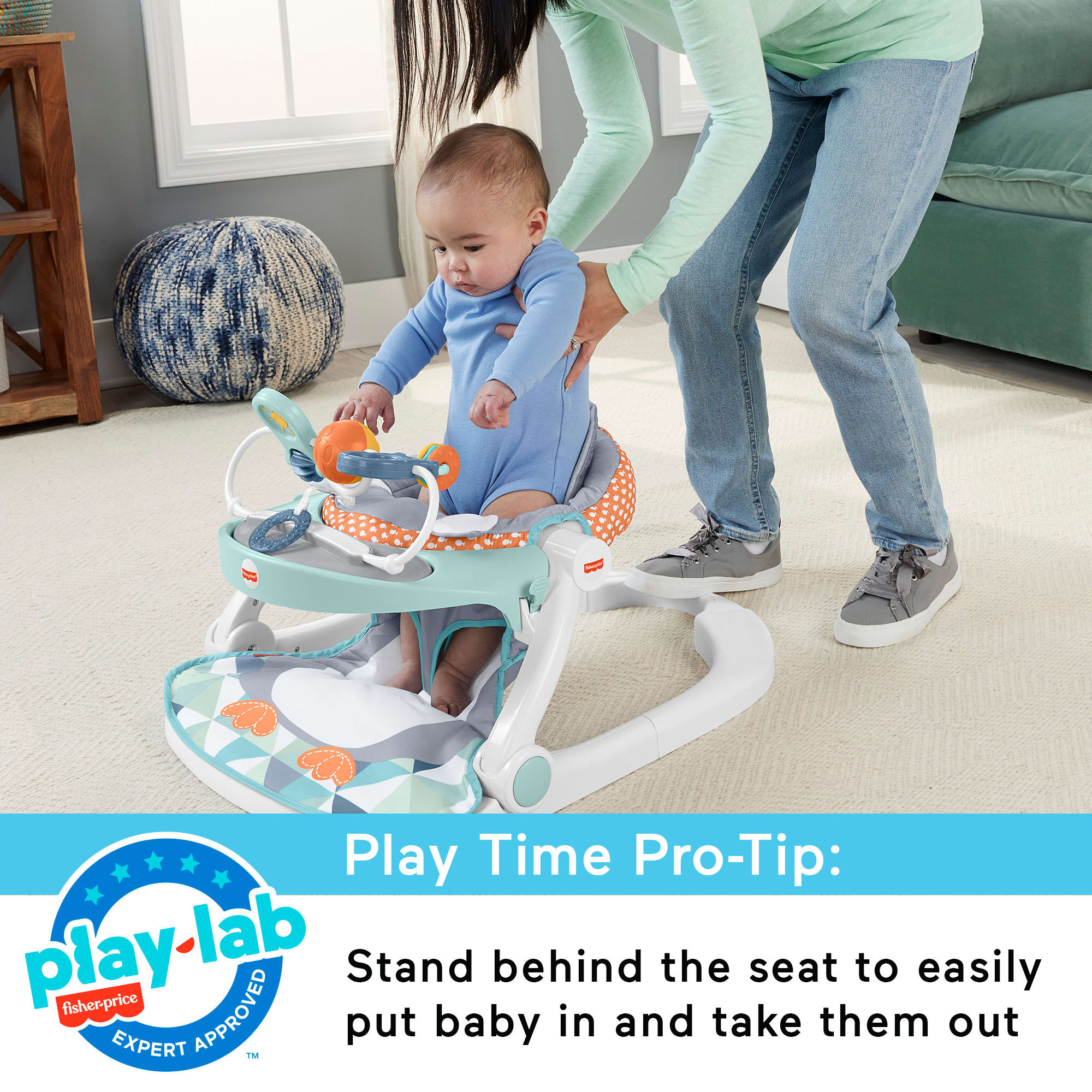 Fisher-Price Sit-Me-Up Floor Seat Portable Baby Chair With Snack Tray & Toys. Penguin Island - Image 5