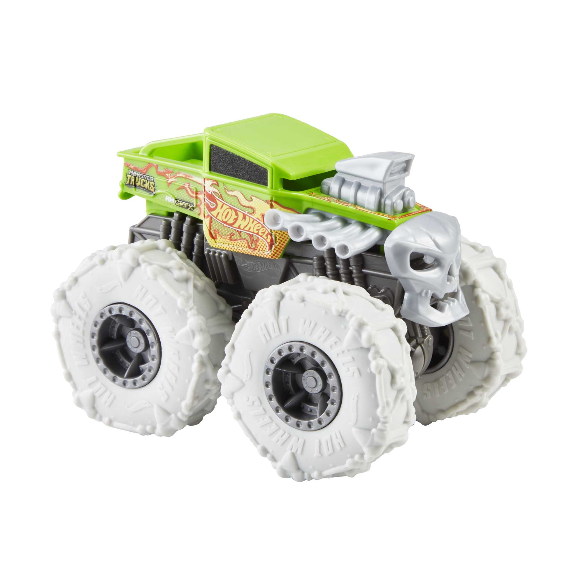 Hot Wheels Monster Trucks Vehículo de Juguete 1:43 Llantas Todo Terreno Bone Shaker Original Flaming Skull - Image 3