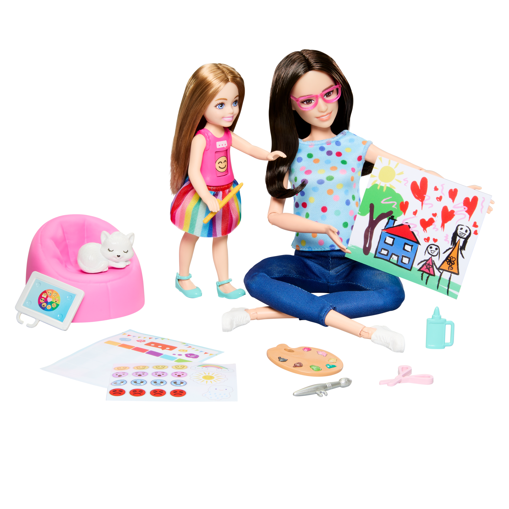 Barbie Coffret de Jeu Art-Thérapie. 2Poupées. Animal. Accessoires