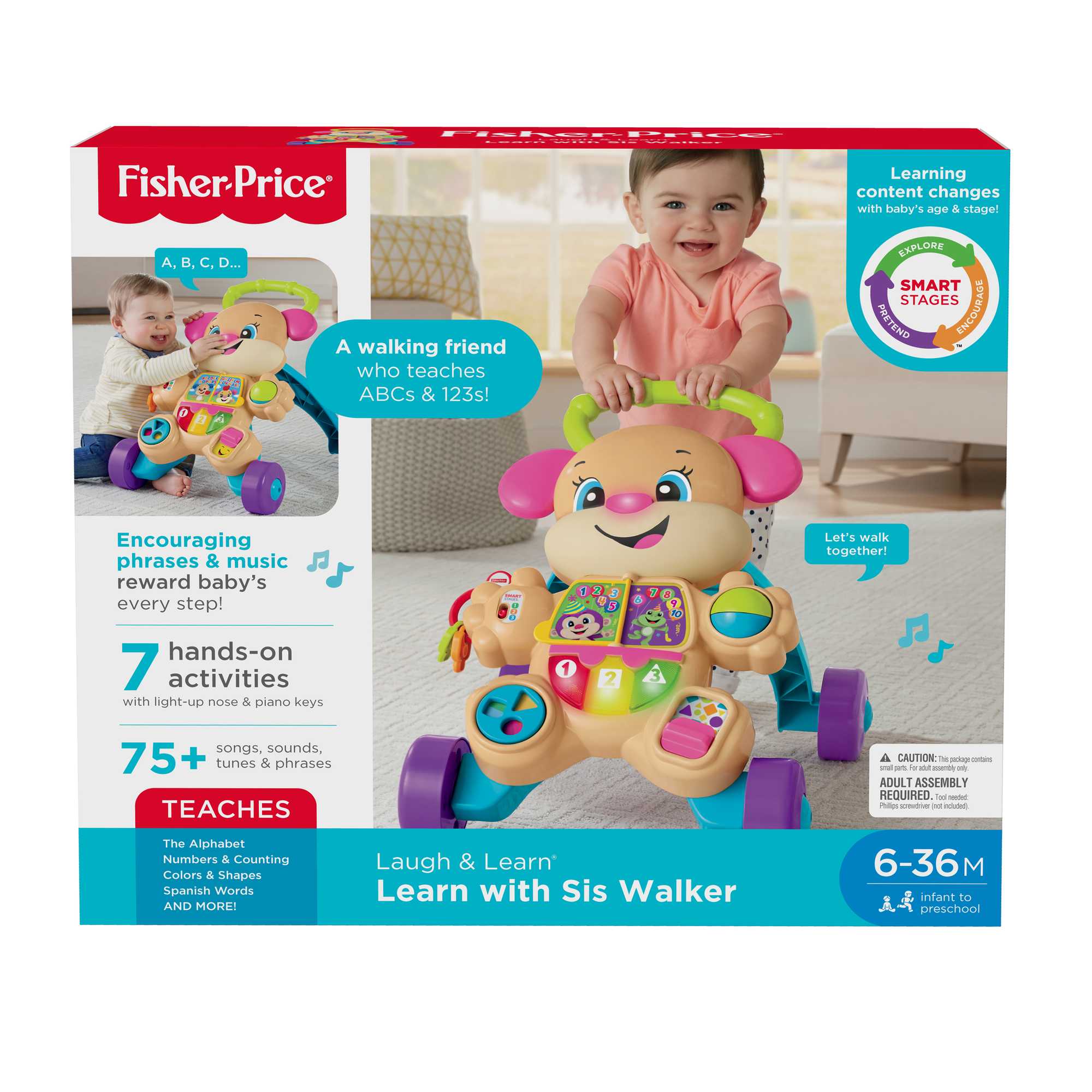 Fisher-Price Laugh & Learn Smart Stages Learn With Sis Walker Baby & Toddler Educational Toy - Image 6