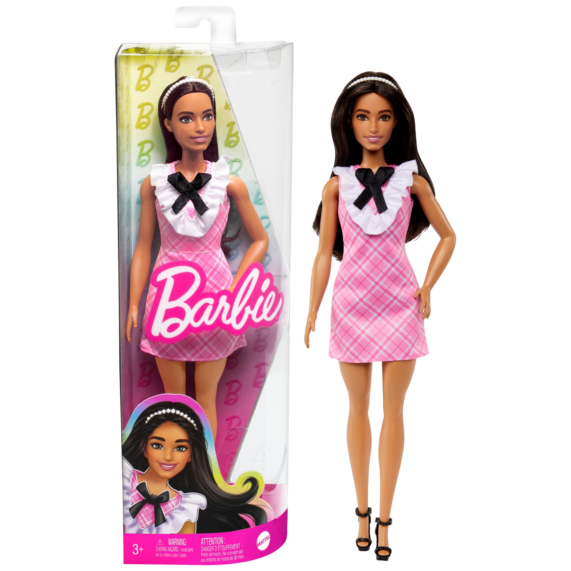 Barbie Fashionistas Doll #209 With Black Hair And A Plaid Dress