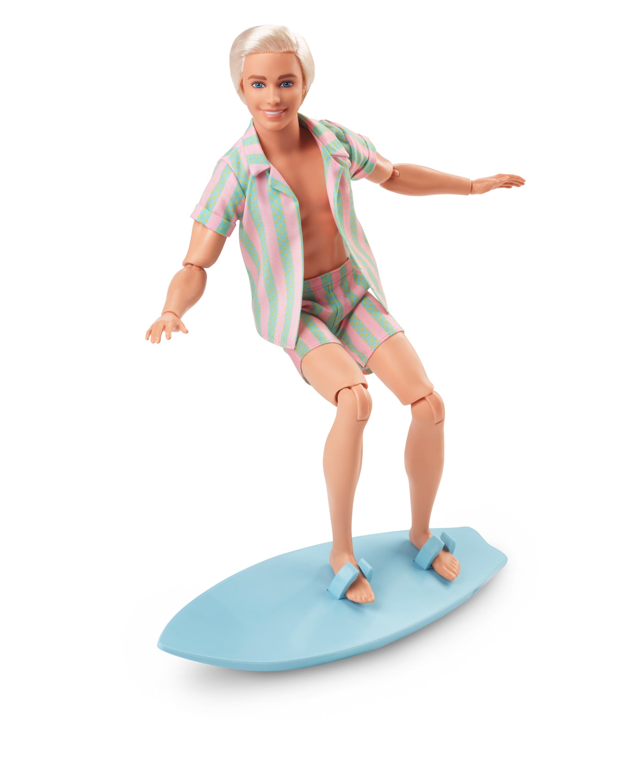 Barbie The Movie Ken Doll Wearing Pastel Striped Beach Matching Set - Image 4