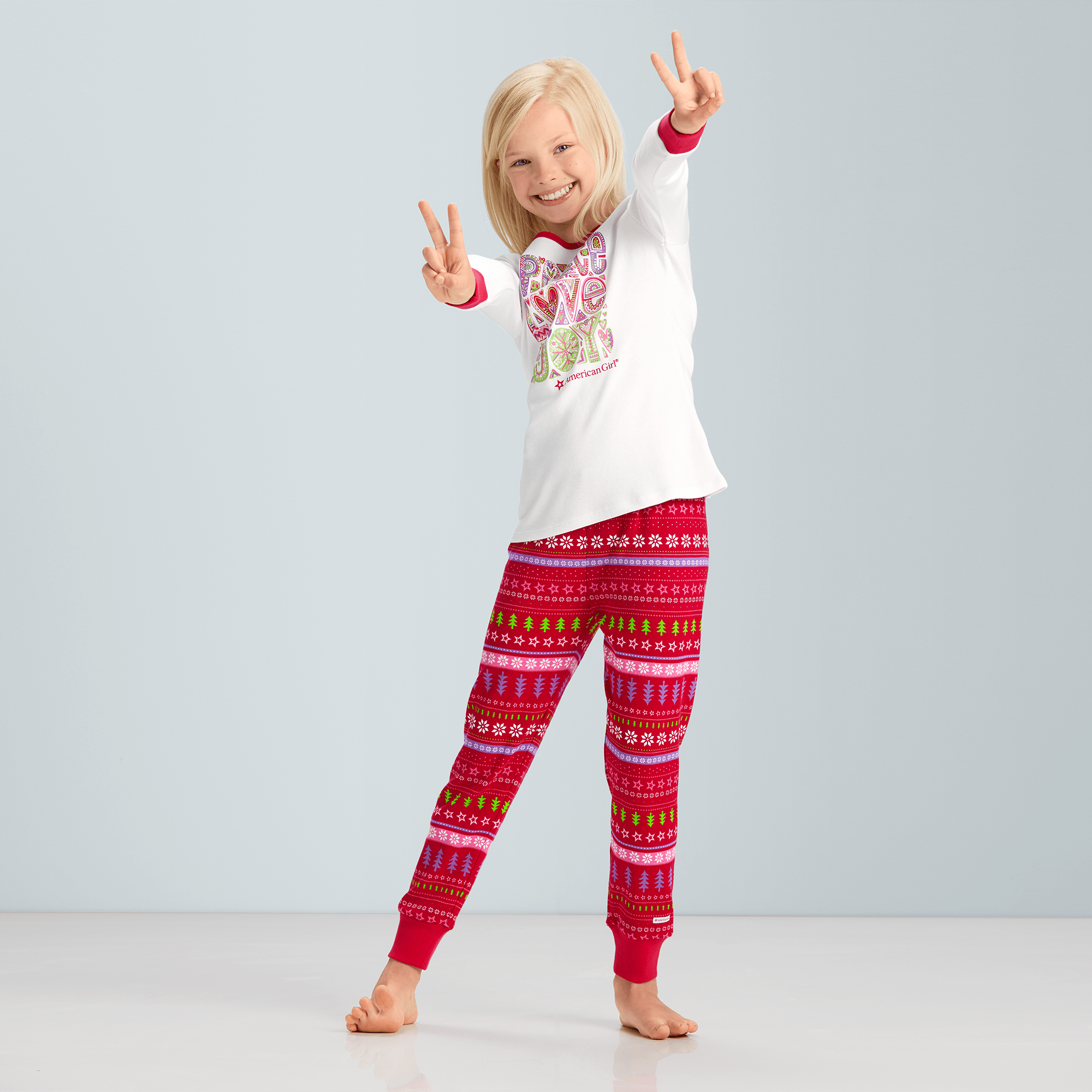 Peace. Love & Joy PJ Top for Girls - Image 2