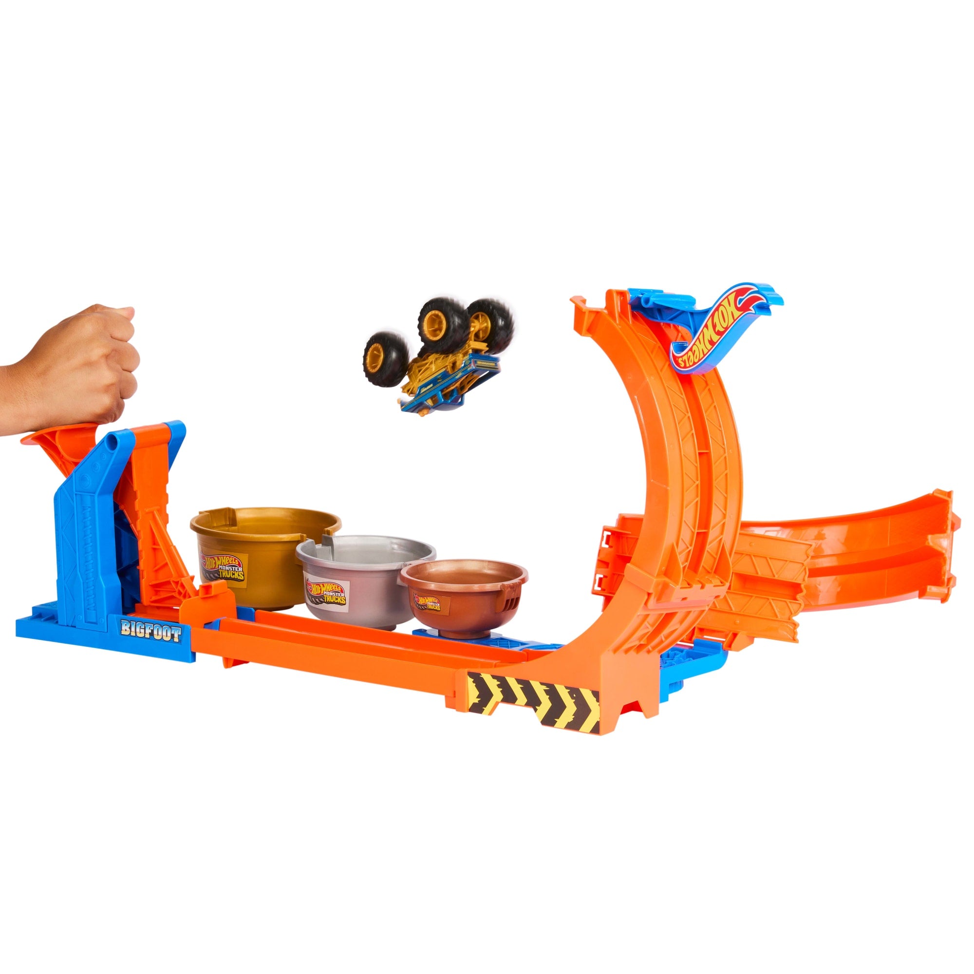 Hot Wheels Monster Trucks Pista de Juguete Competencia de Big Foot Giros Extremos - Image 3