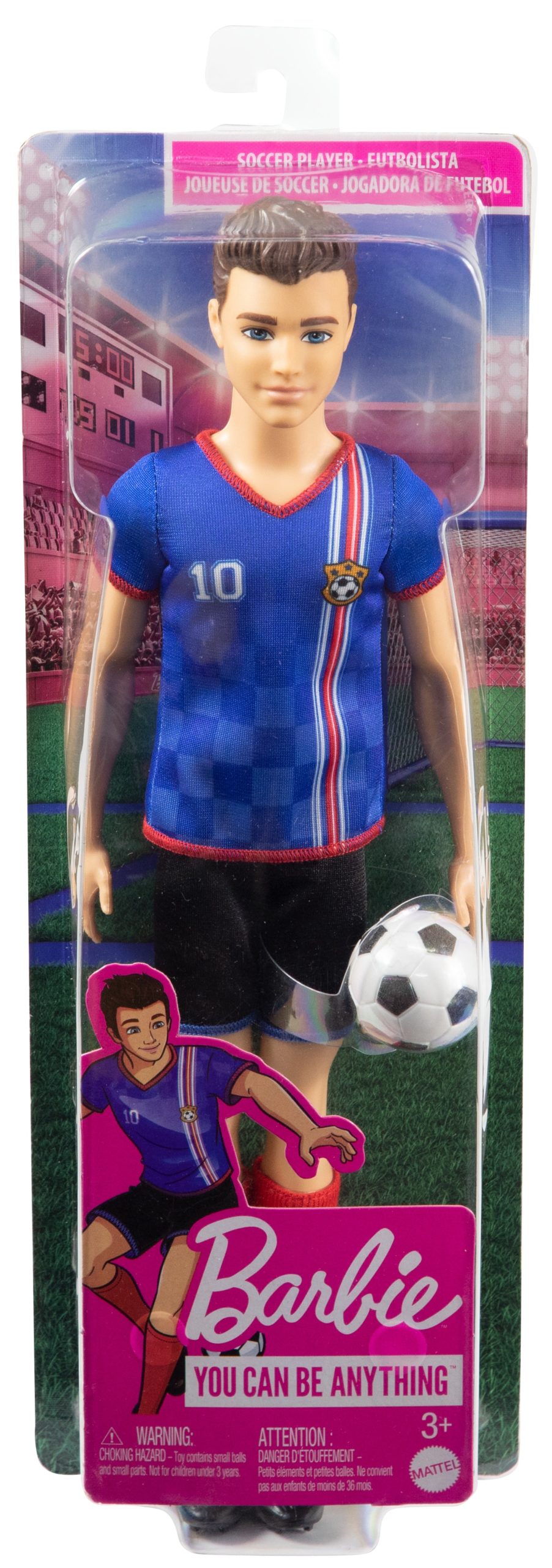 Ken Soccer Doll. Cropped Hair. #10 Uniform. Soccer Ball. Cleats. Socks. 3 & Up - Image 6