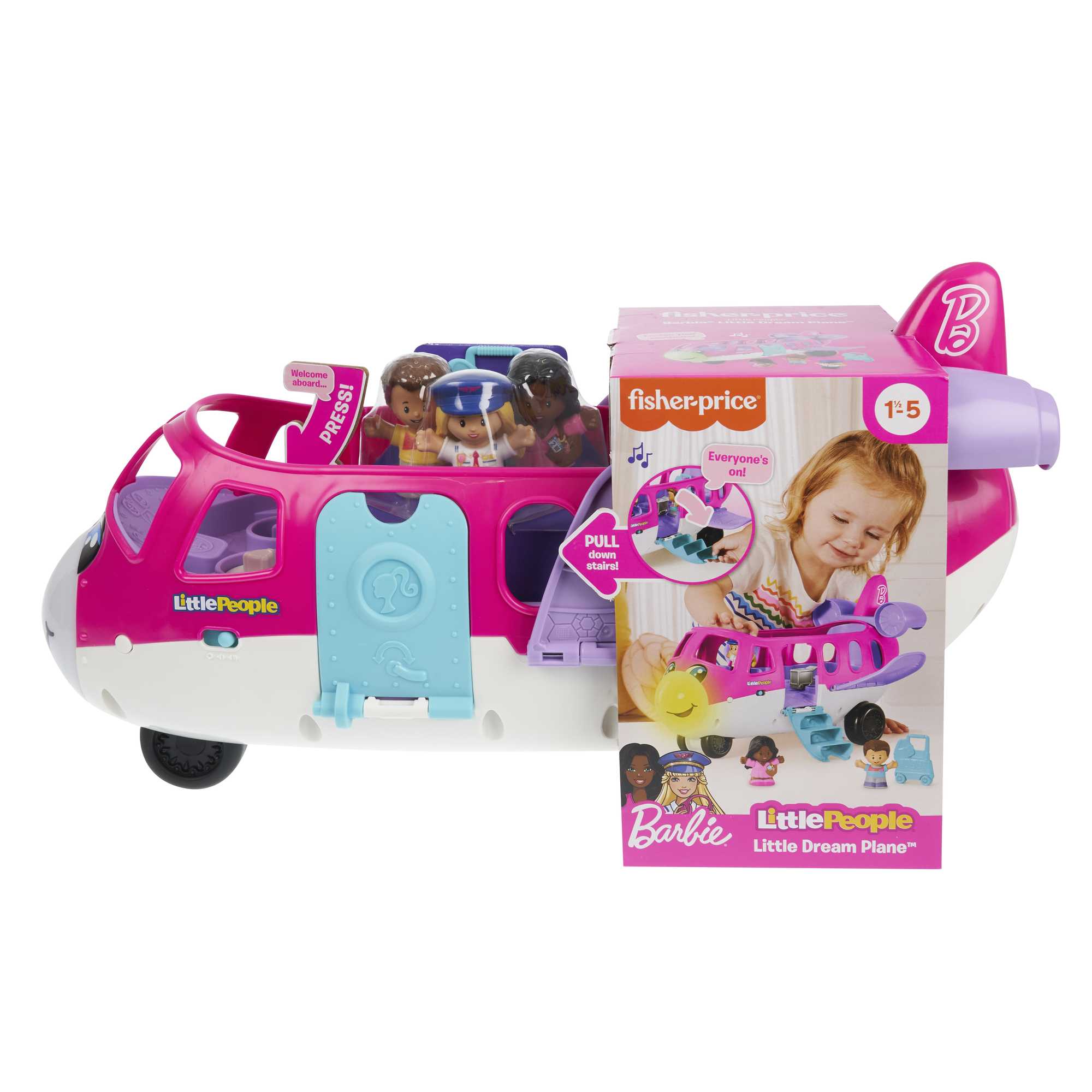 Little People Barbie Toy Airplane With Lights Music And 3 Figures. Little Dream Plane. Toddler Toys - Image 6