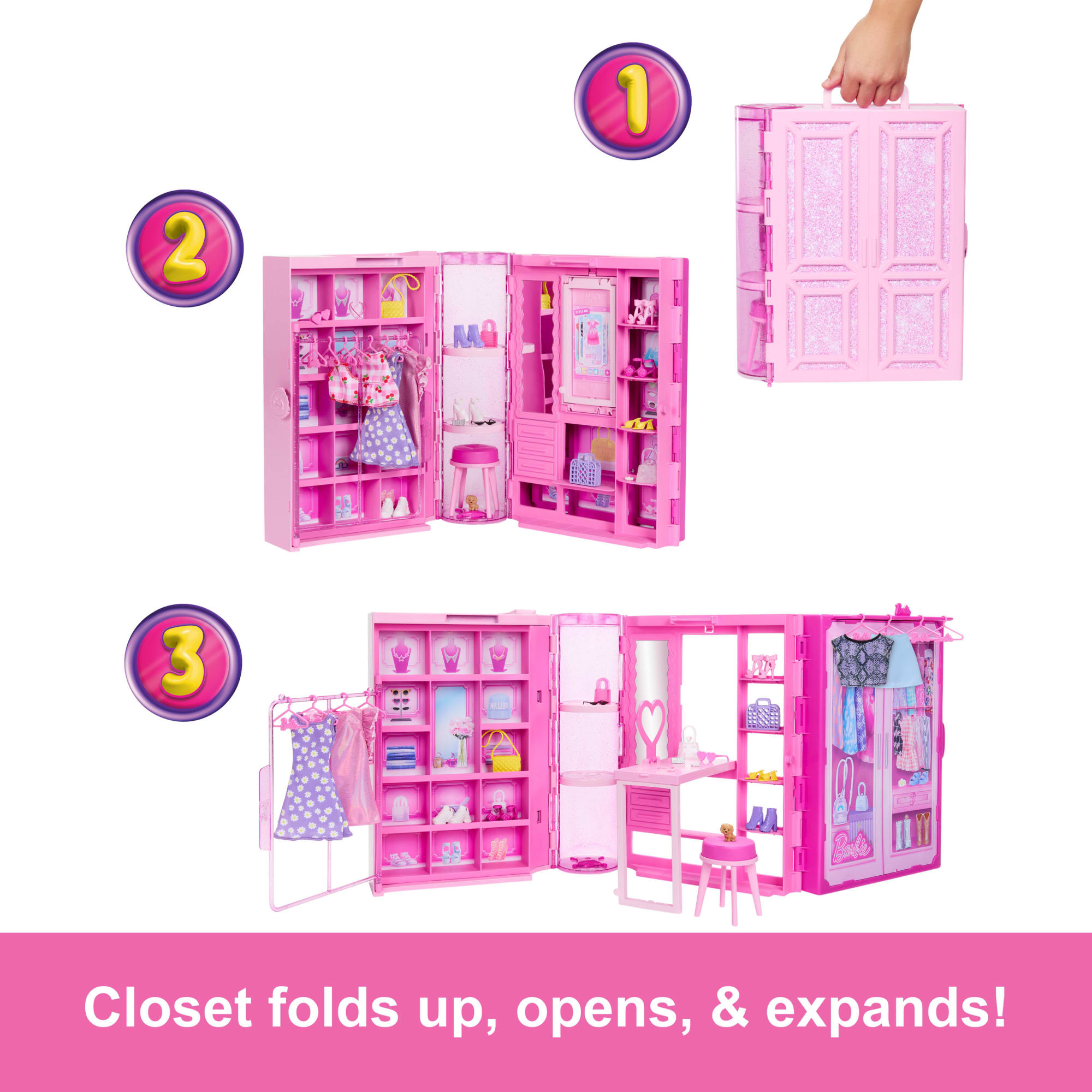 Barbie Dream Closet Toy Playset With Clothes & Accessories. 3-Ft-Wide With 25+ Pieces - Image 4