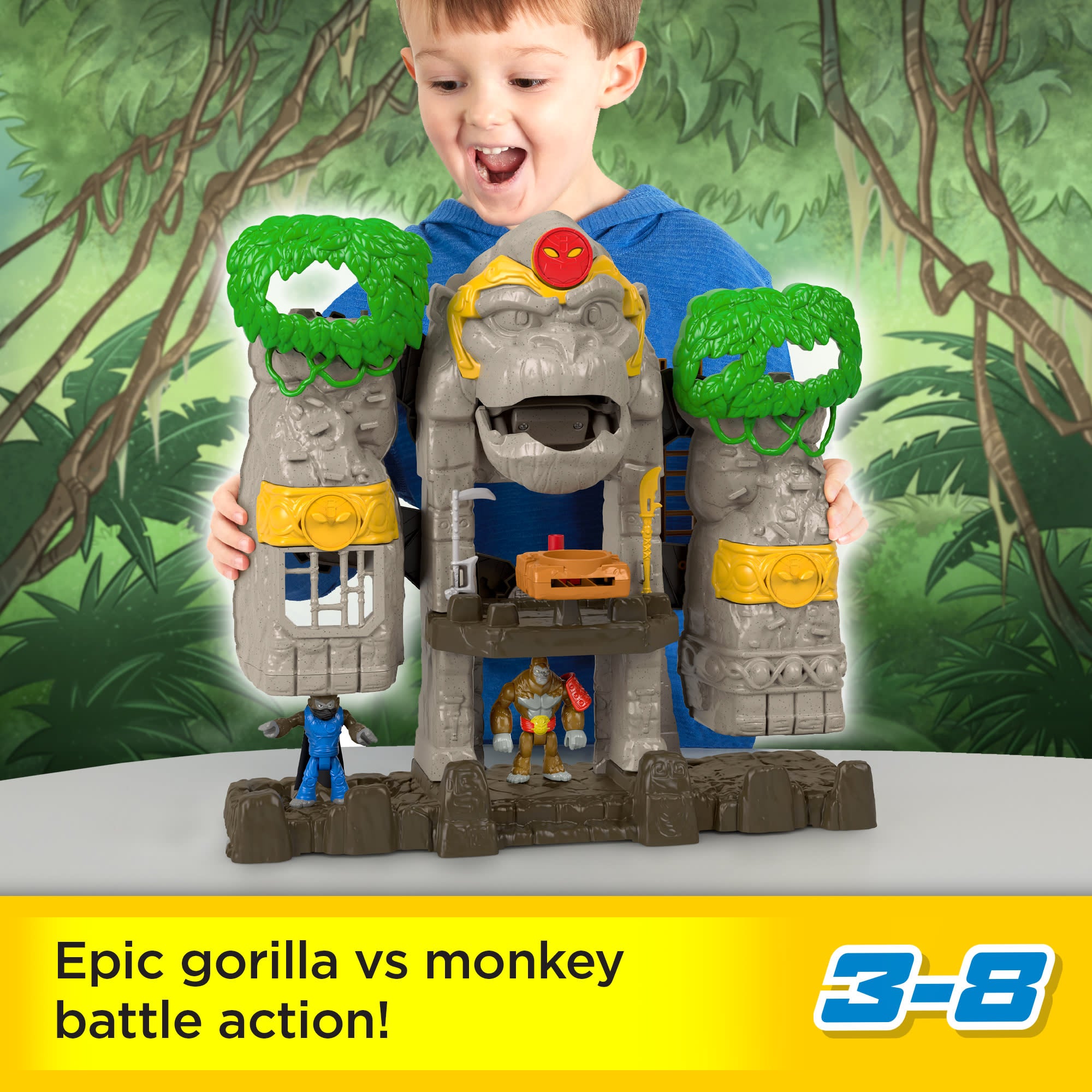 Imaginext Gorilla Fortress Playset With Toy Figures And Accessories. Preschool Toys - Image 2