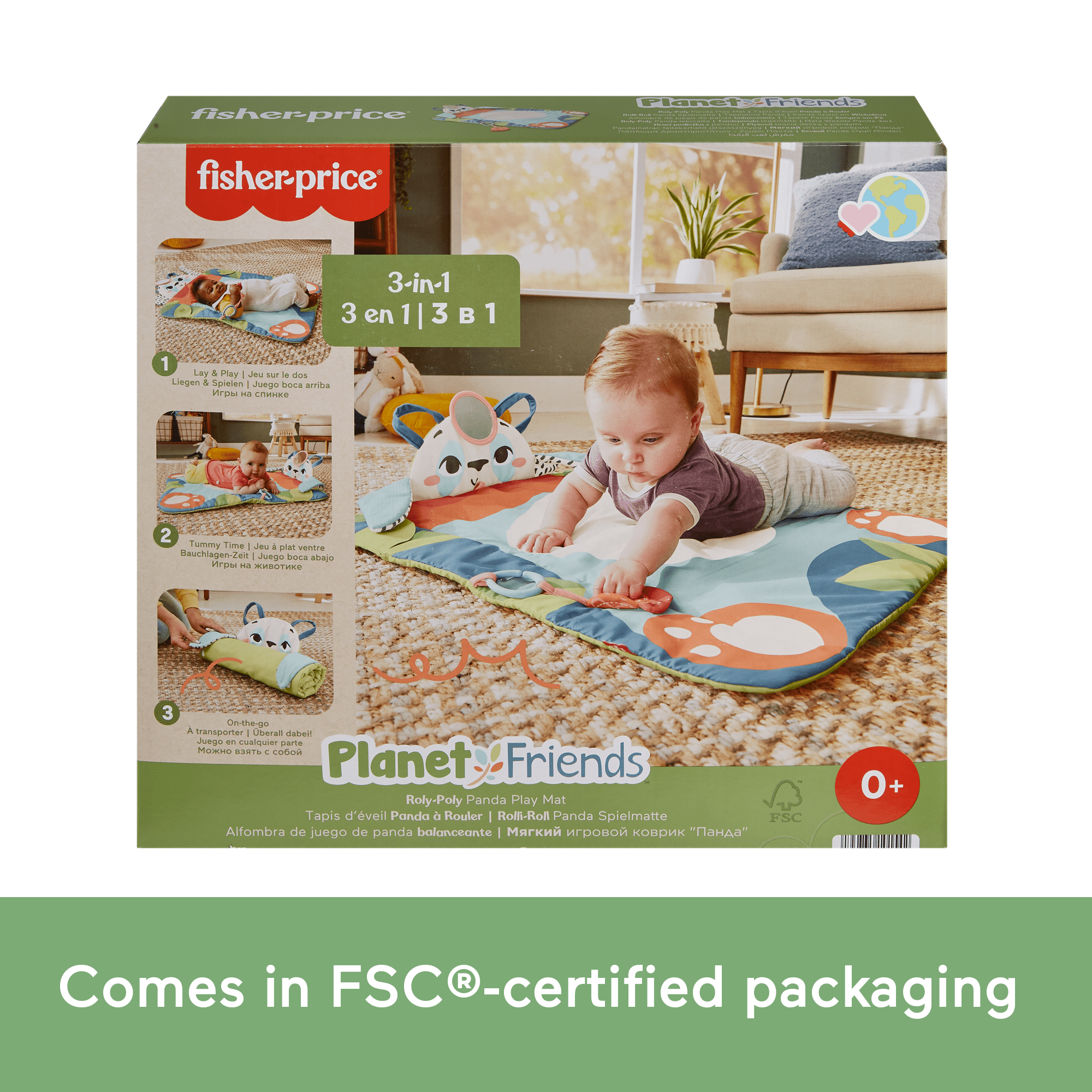 Fisher-Price Planet Friends Roly-Poly Panda Baby Activity Play Mat With 2 Toys - Image 6
