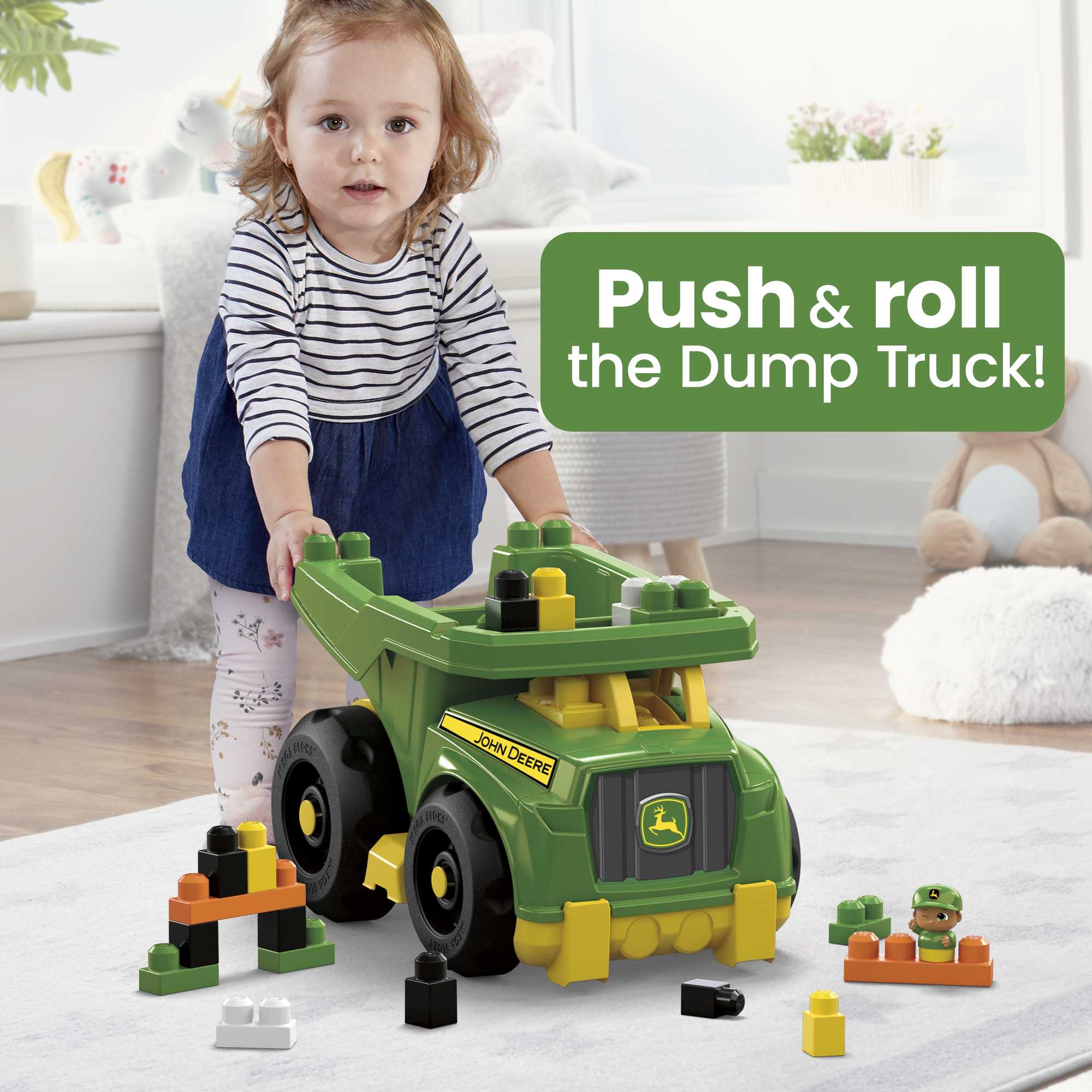 MEGA BLOKS Fisher-Price Building Toy Blocks John Deere Dump Truck (25 Pieces) For Toddler - Image 4