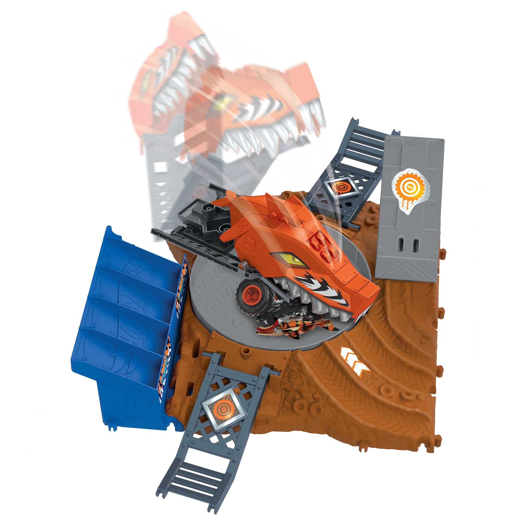 Hot Wheels Monster Trucks Pista de Juguete Arena de Demolición Semi-Finales Tiger Shark - Image 5
