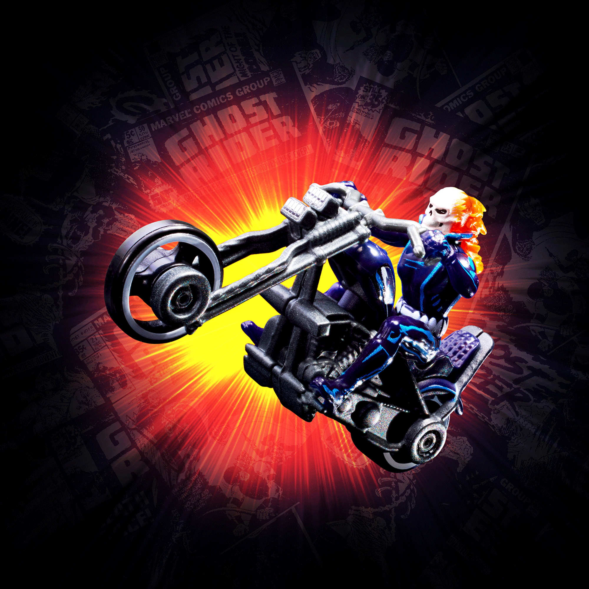 Hot Wheels MARVEL Ghost Rider Motorcycle & Figure Collectible - Image 2