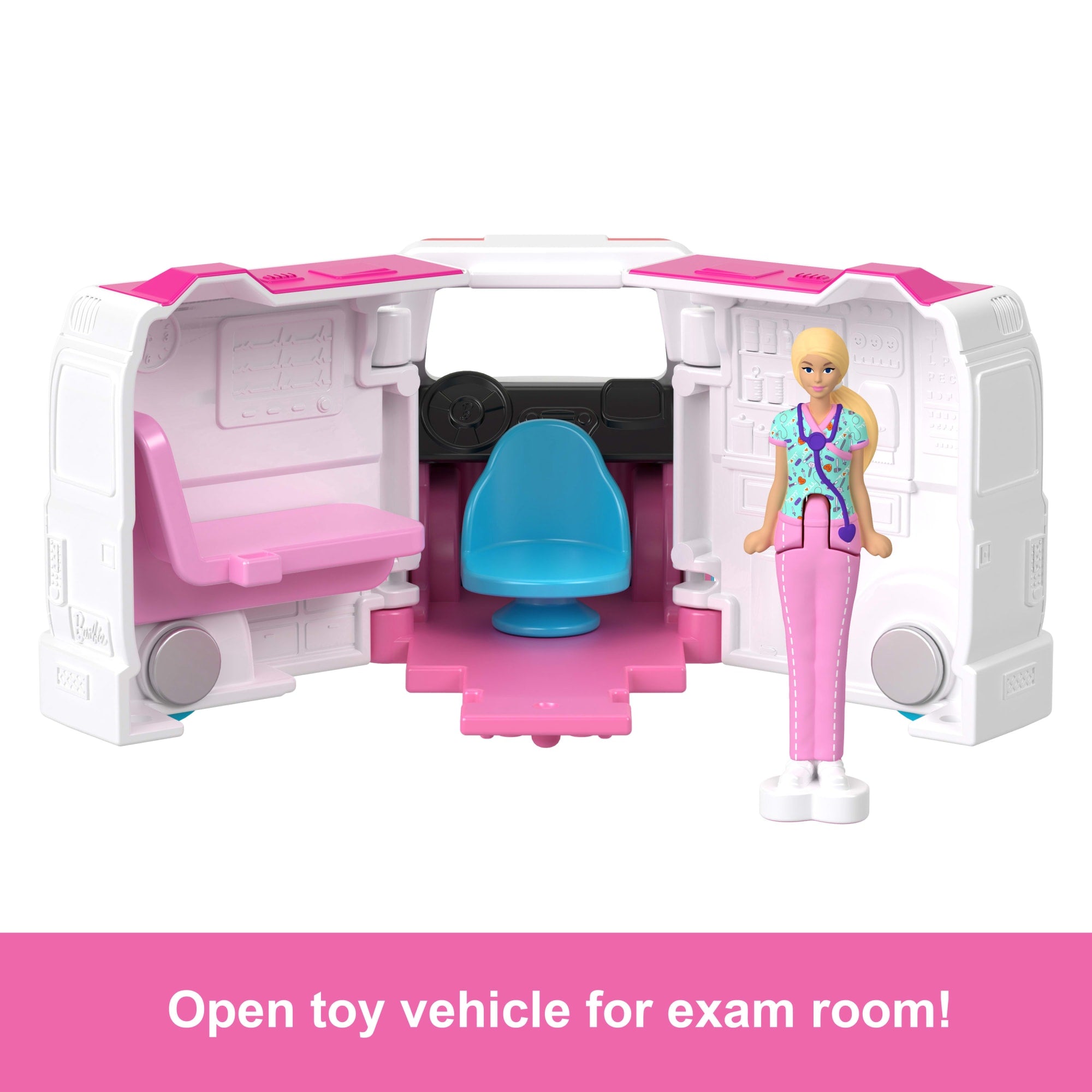 Barbie Mini Barbieland Doll & Vehicle Set With 1.5-inch Doll. Color-Change Care Clinic - Image 5