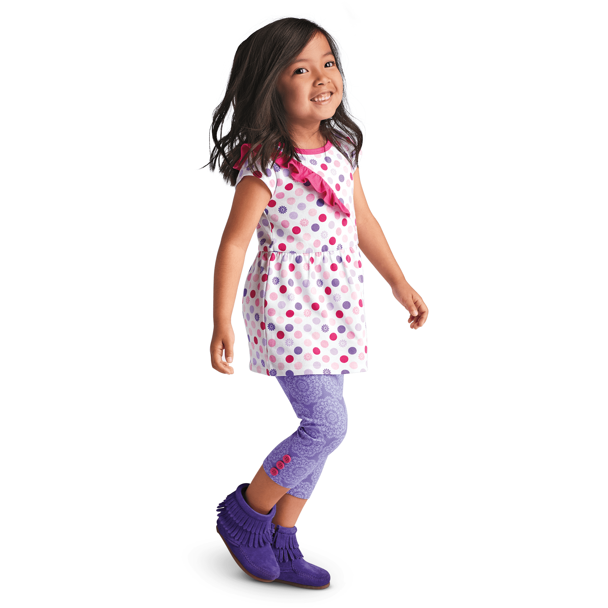 Playful Floral Leggings for Little Girls - Image 2