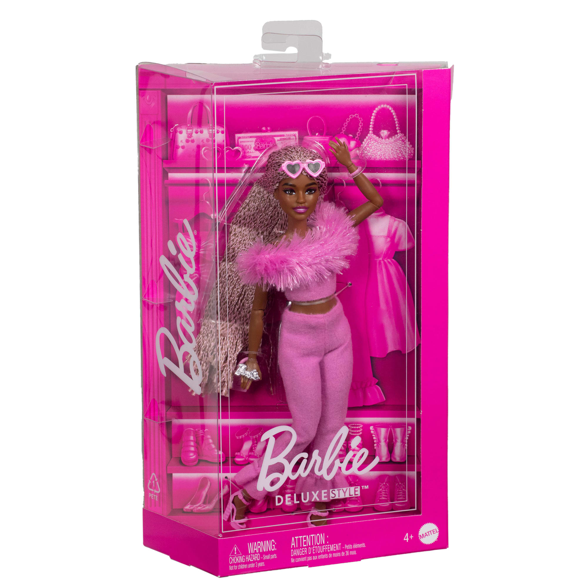 Barbie Deluxe Style Doll #4 in Soft Pink Jumpsuit. Pink And Brown Braided Hair - Image 6