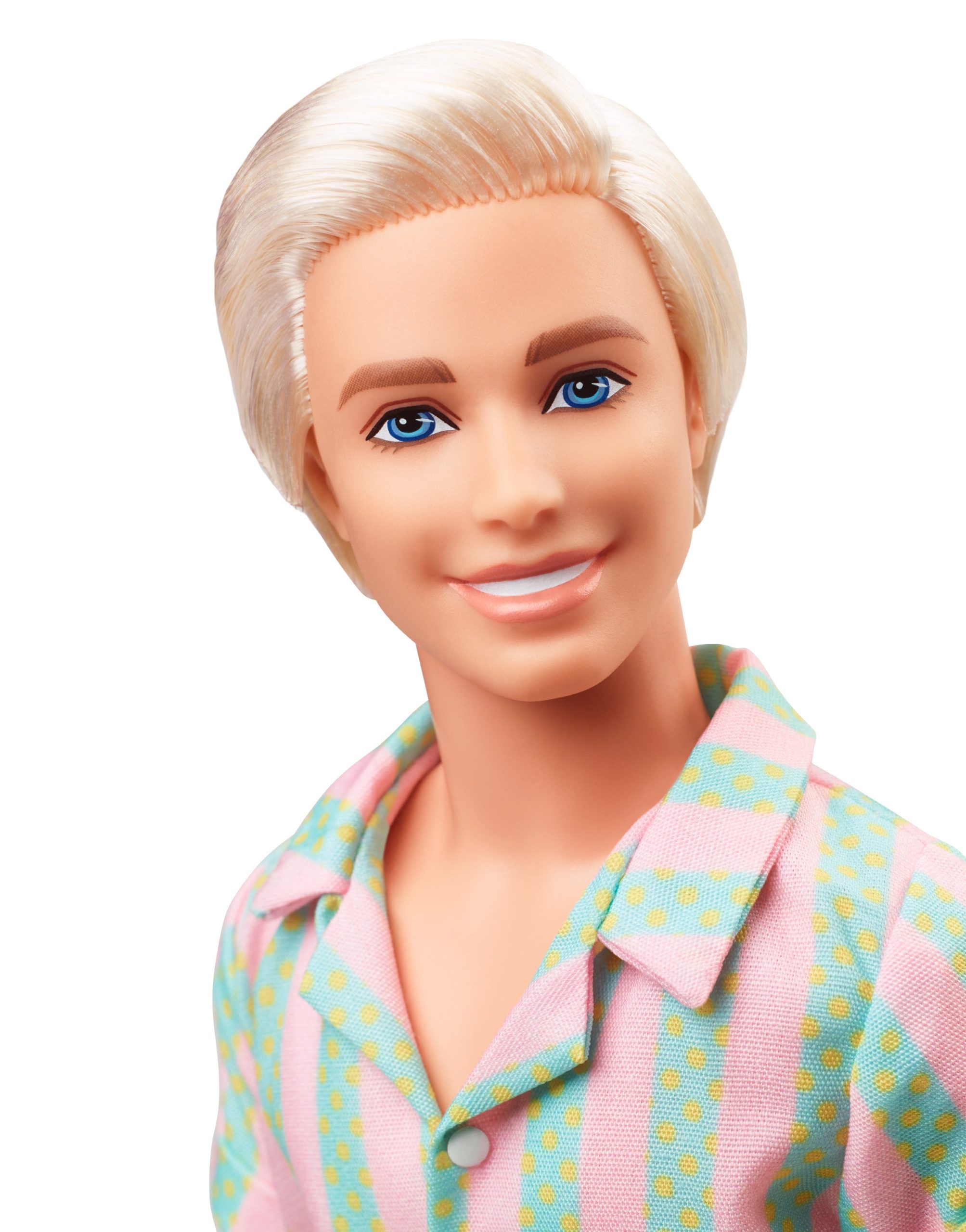 Barbie The Movie Ken Doll Wearing Pastel Striped Beach Matching Set - Image 2
