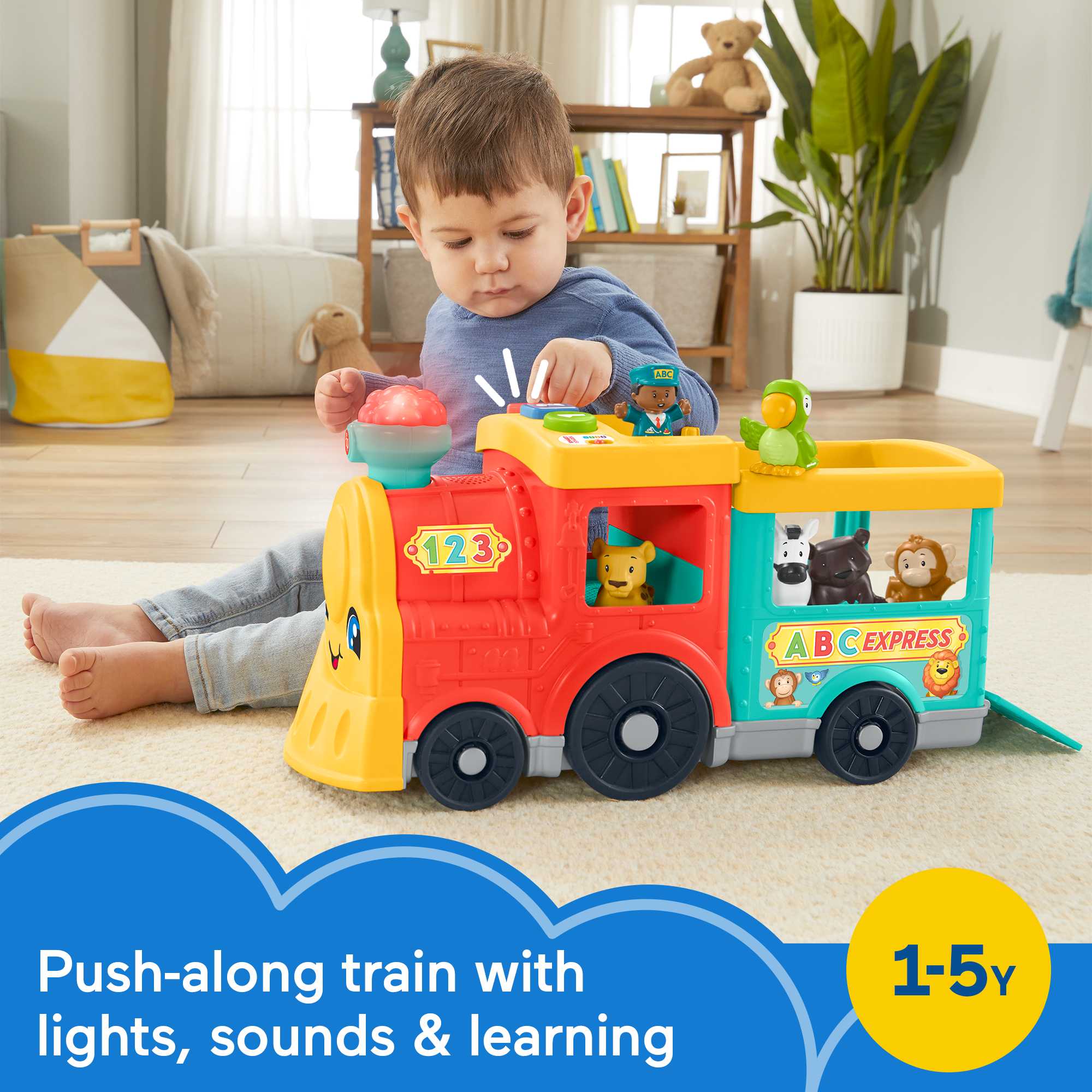 Fisher-Price Little People Big ABC Animal Train Toddler Learning Toy With Lights Music & 6 Figures - Image 2