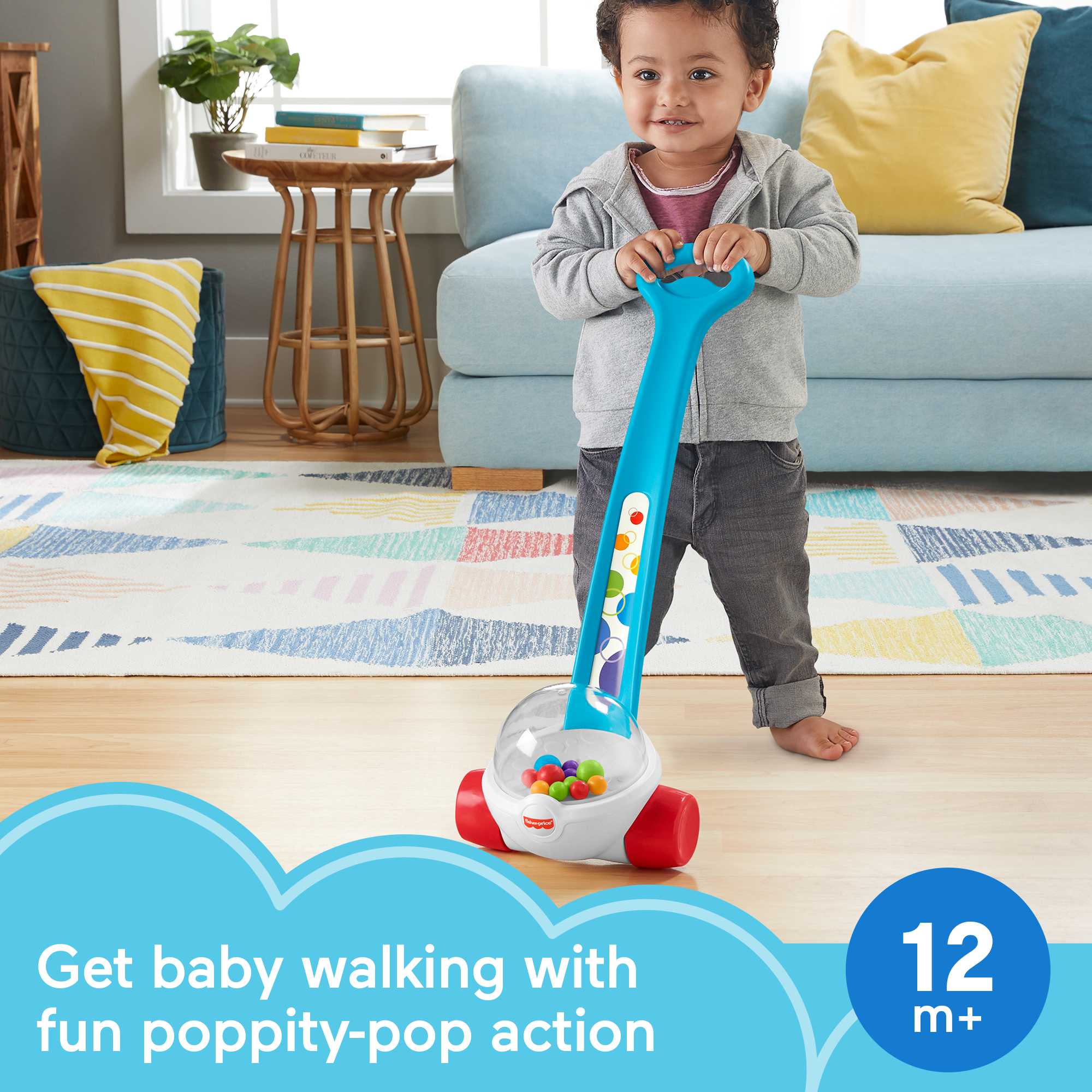 Fisher-Price Corn Popper Baby And Toddler Toy. Push Toy For 1 Year Old And Up. 2 Pieces. Blue - Image 2
