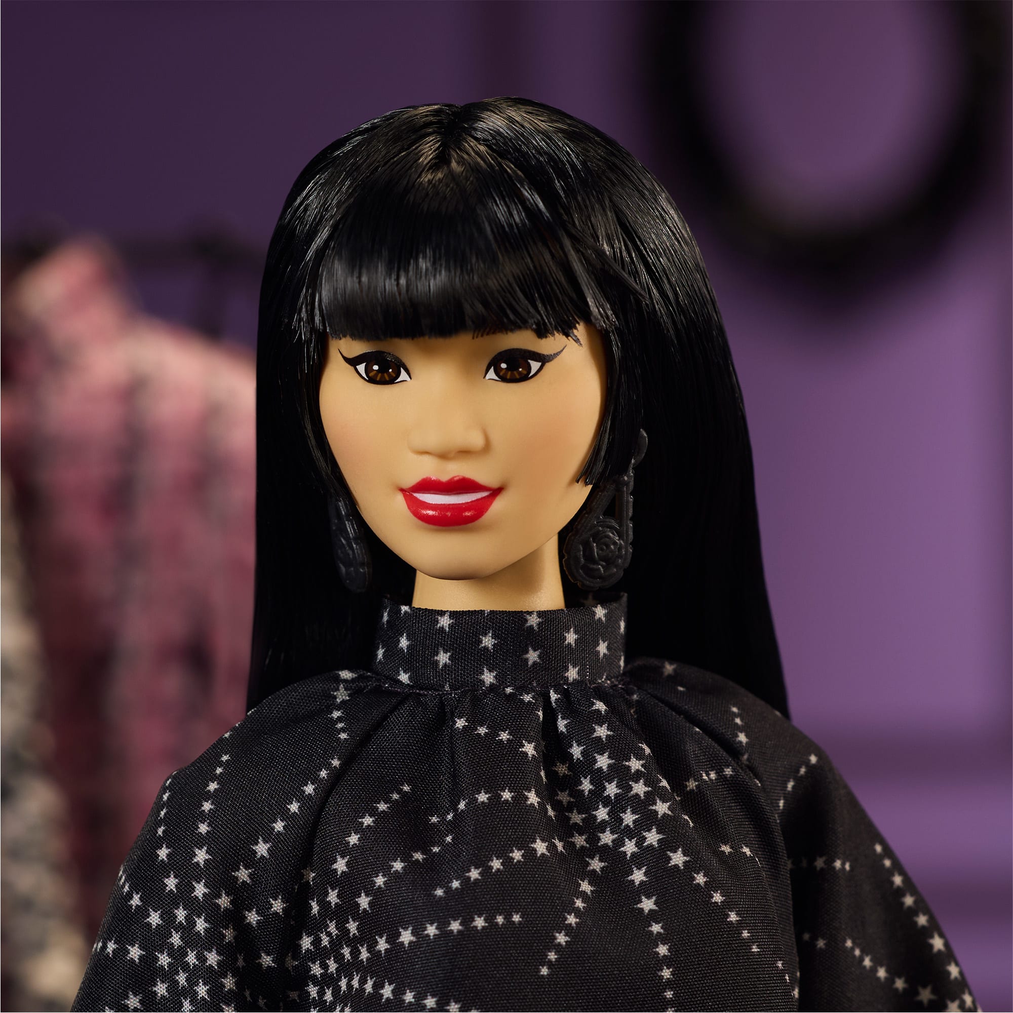 Barbie Inspiring Women Doll. Anna Sui Collectible in Black Dress With Sunglasses & Perfume Accessories - Image 3
