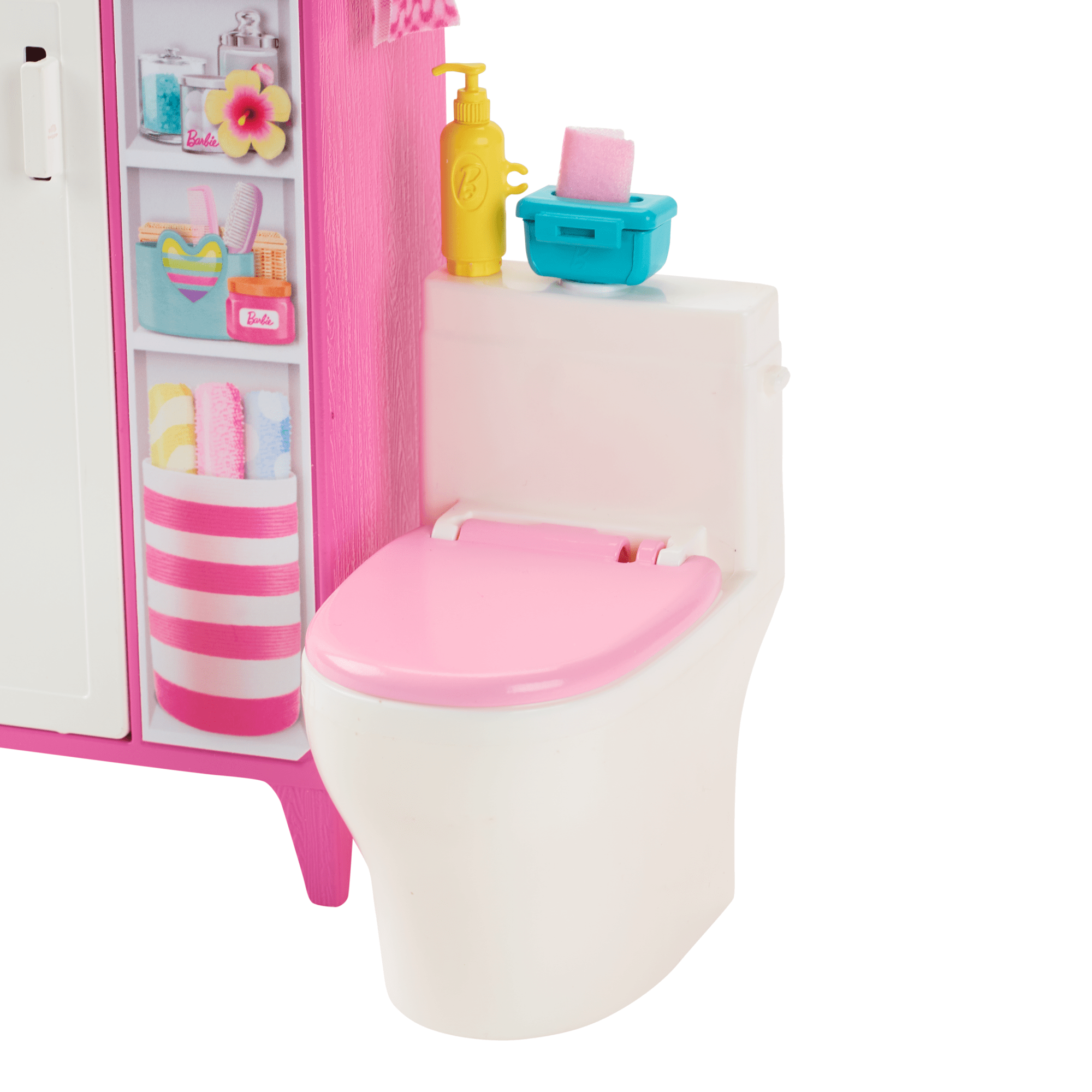Barbie World Bathtime Toy Playset With 19 Dollhouse Accessories including Bathtub. Toilet. & Vanity - Image 3