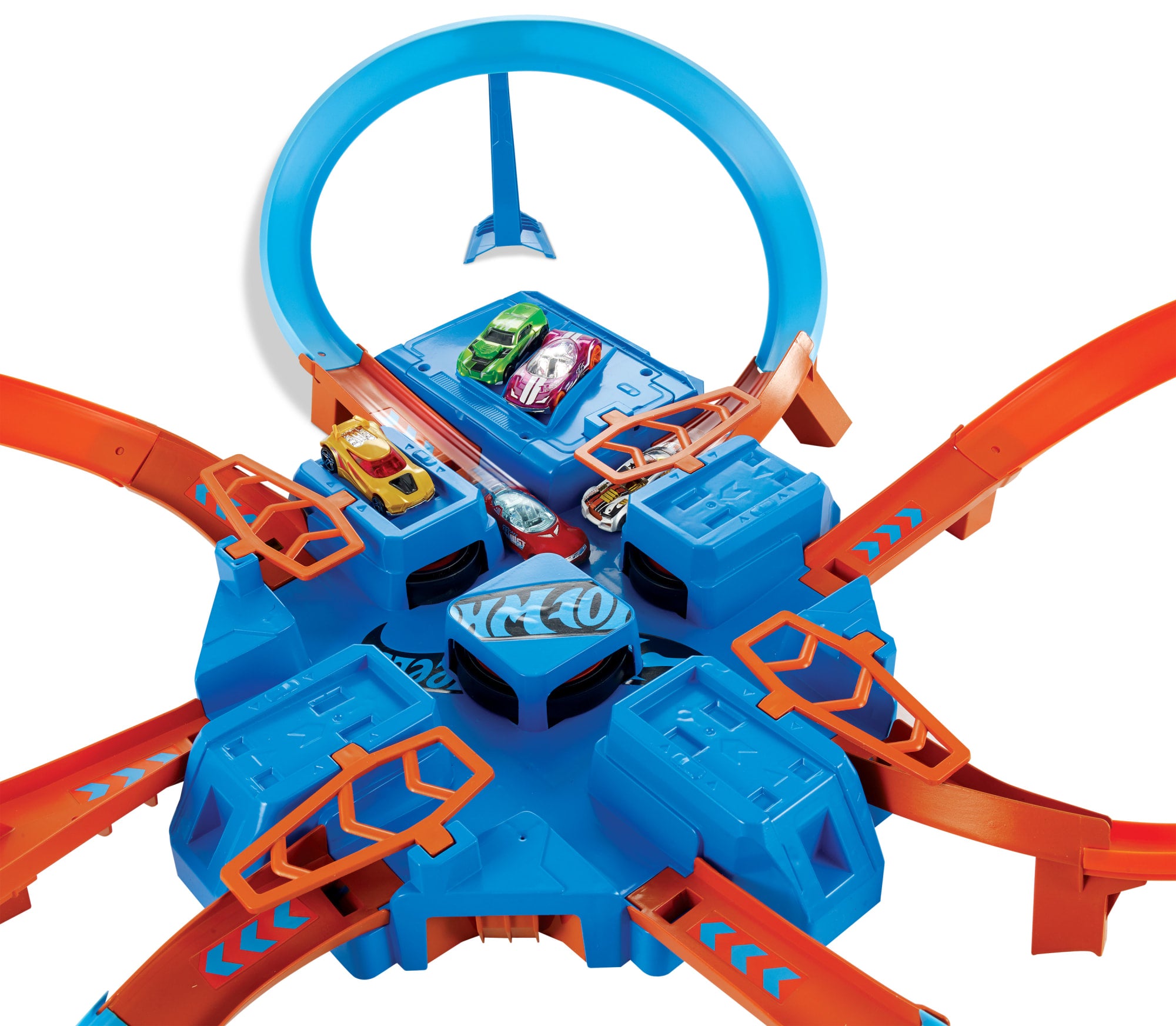 Hot Wheels Track Set With 1:64 Scale Toy Car. Criss-Cross Crash Track With Motorized Booster - Image 5