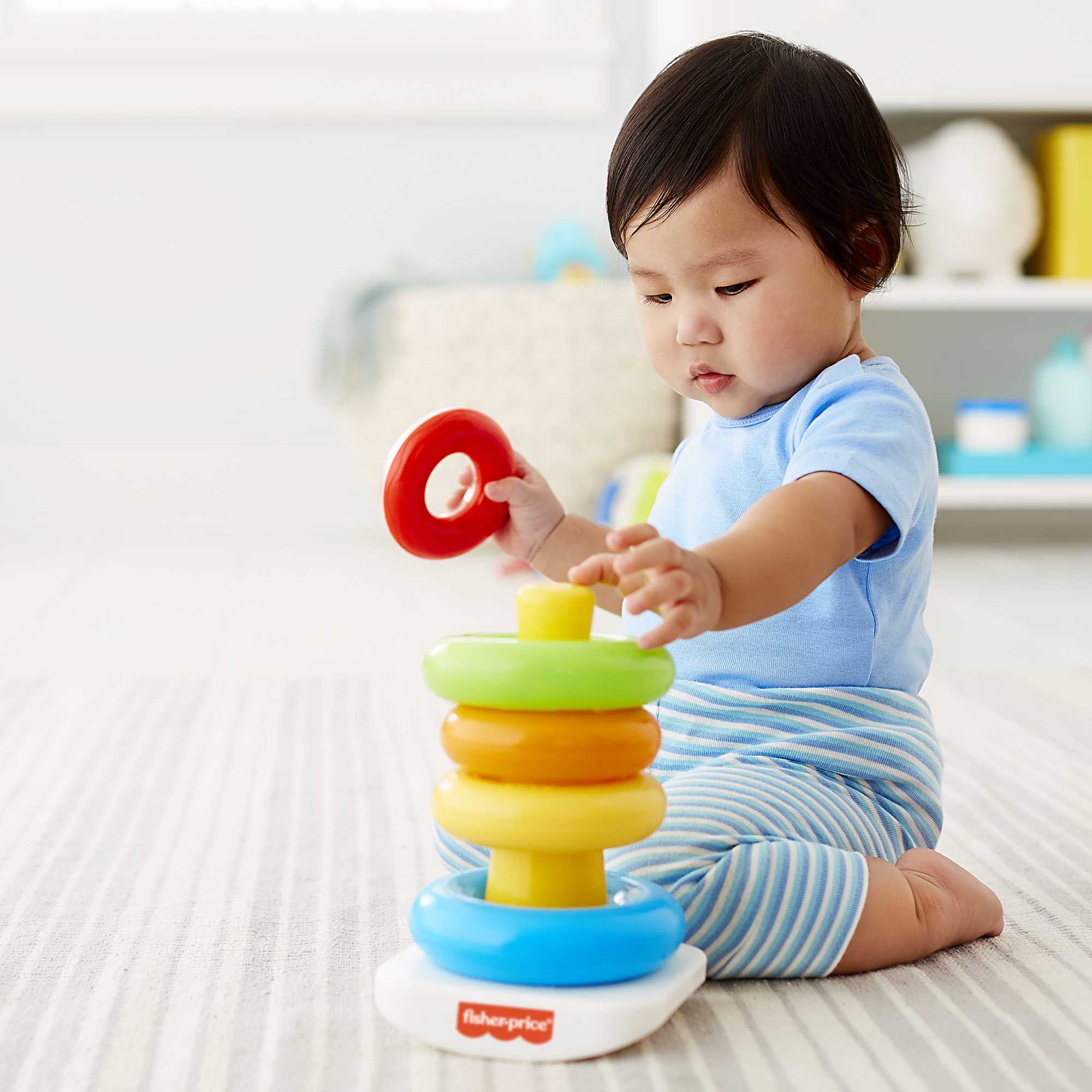 Fisher-Price Rock-A-Stack Ring Stacking Toy With Roly-Poly Base For Infants - Image 3