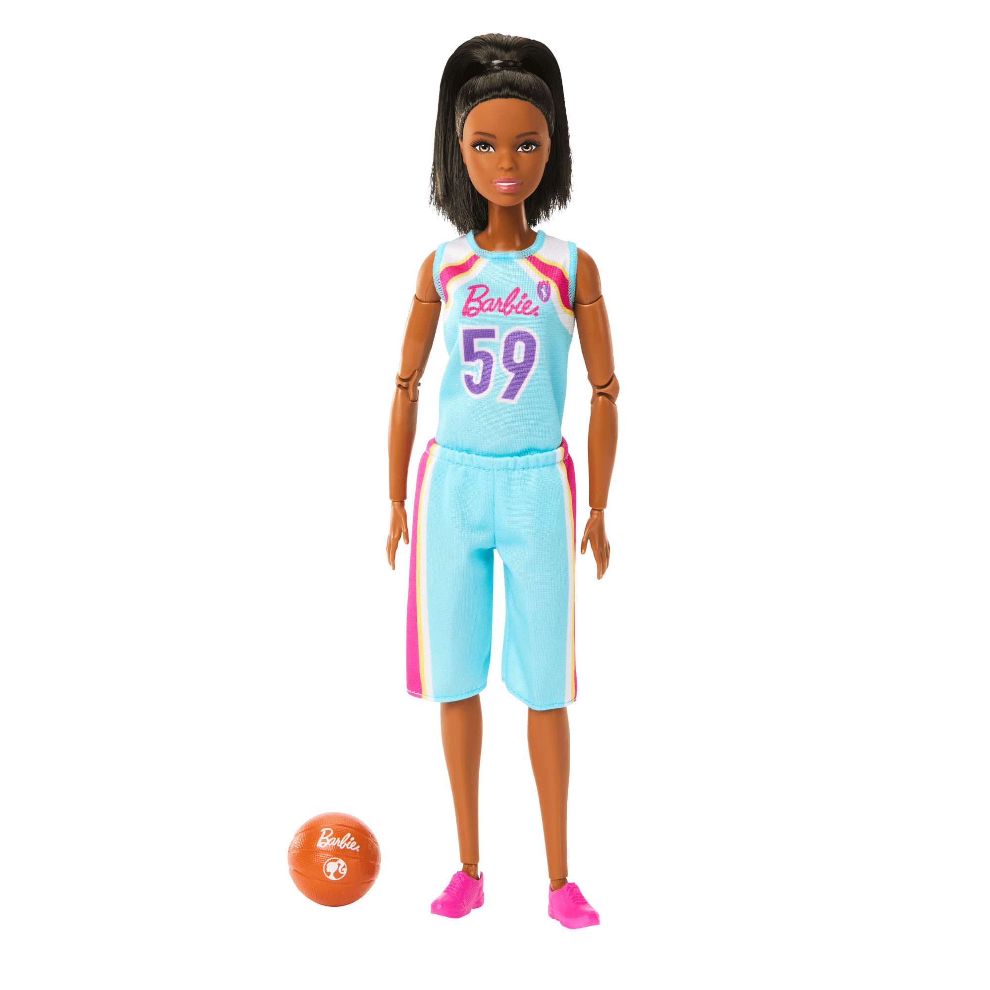Barbie Made To Move Basketball Player Doll & Accessories. Brunette Doll Wearing Uniform With Ball - Image 5