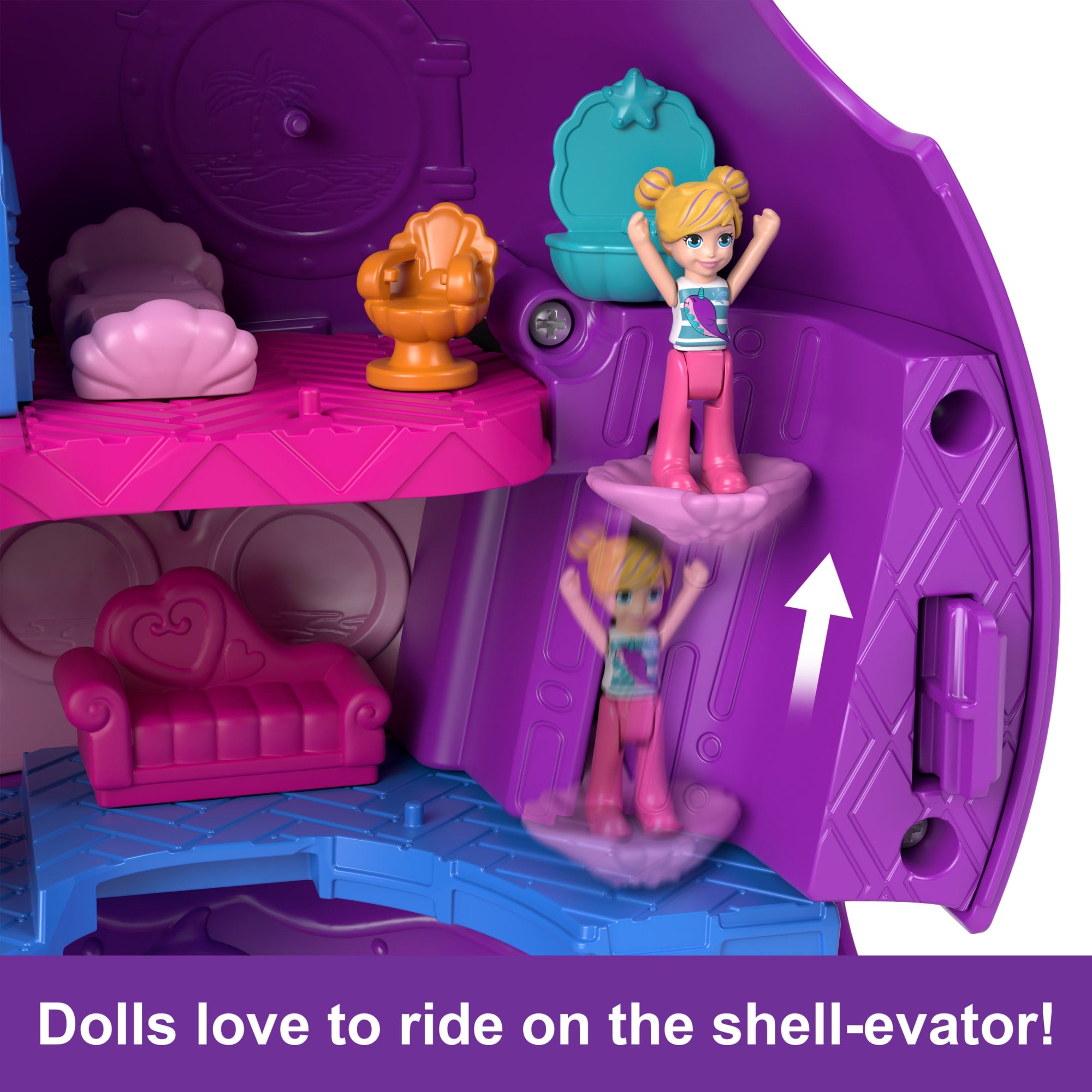 Polly Pocket Sparkle Cove Adventure Narwhal Adventurer Boat Playset With 2 Micro Dolls & 13 Accessories - Image 5