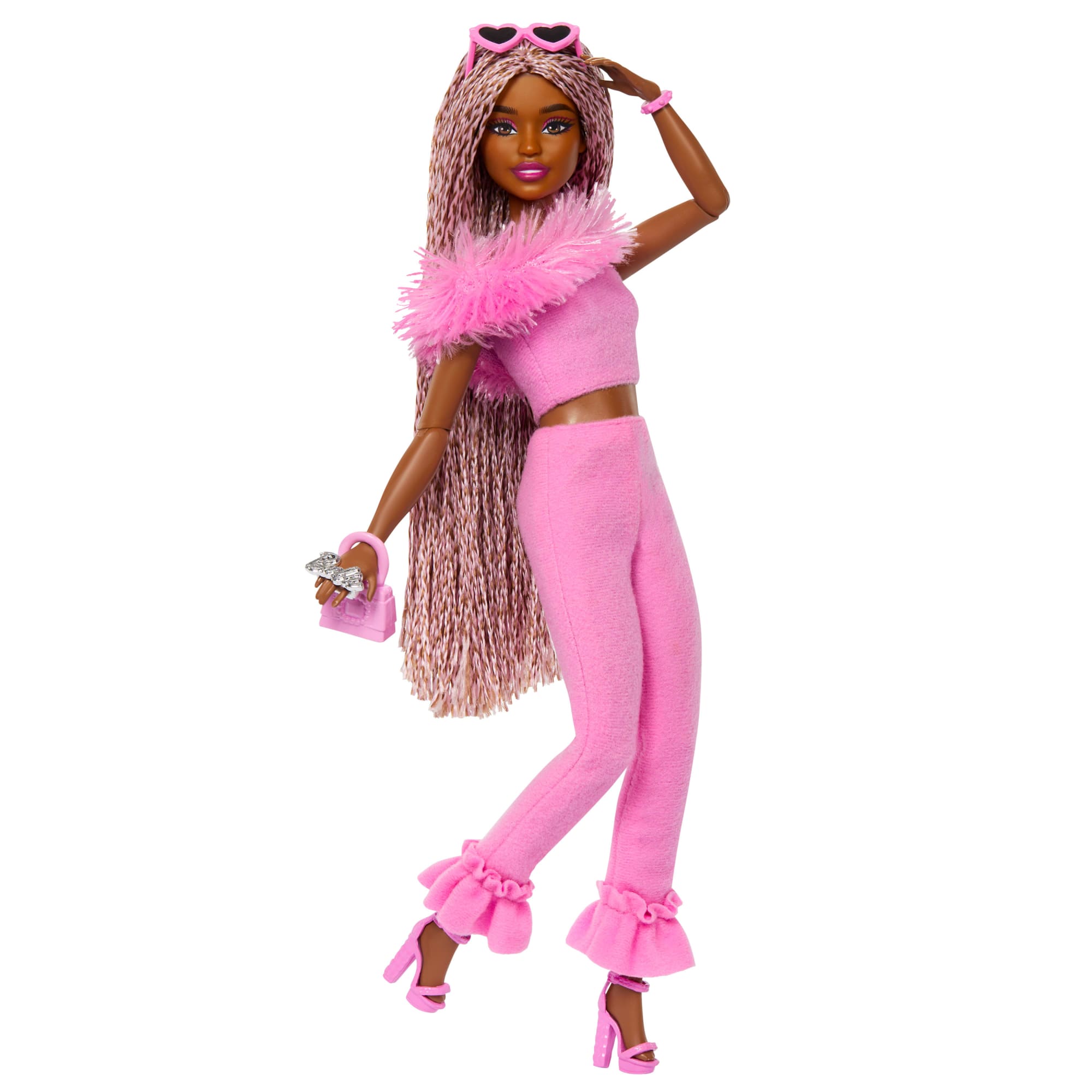 Barbie Style de Luxe Poupée4. Combinaison Rose. Cheveux Tressés