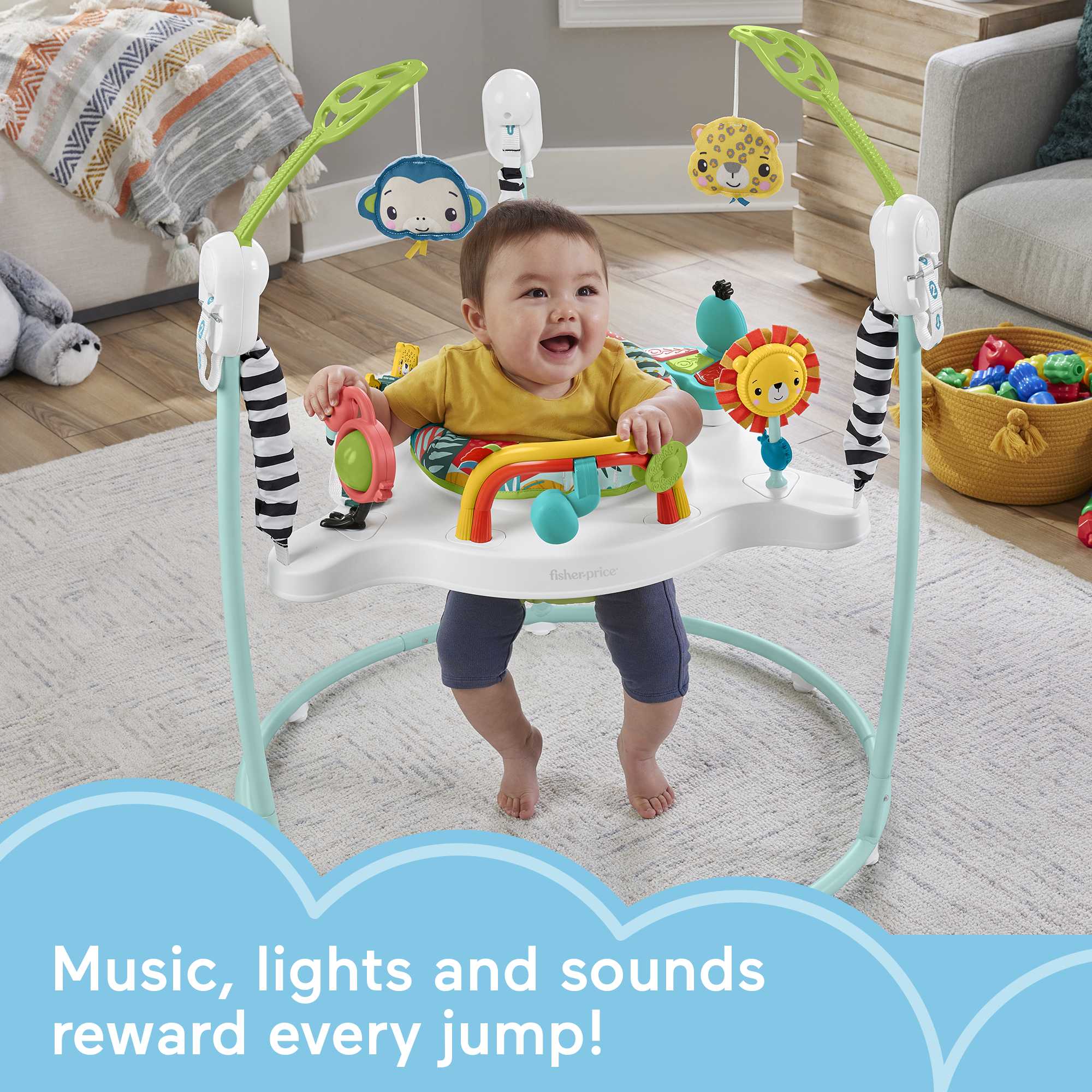 Fisher-Price Jumperoo Baby Activity Center With Lights And Sounds. Jumping Jungle - Image 2