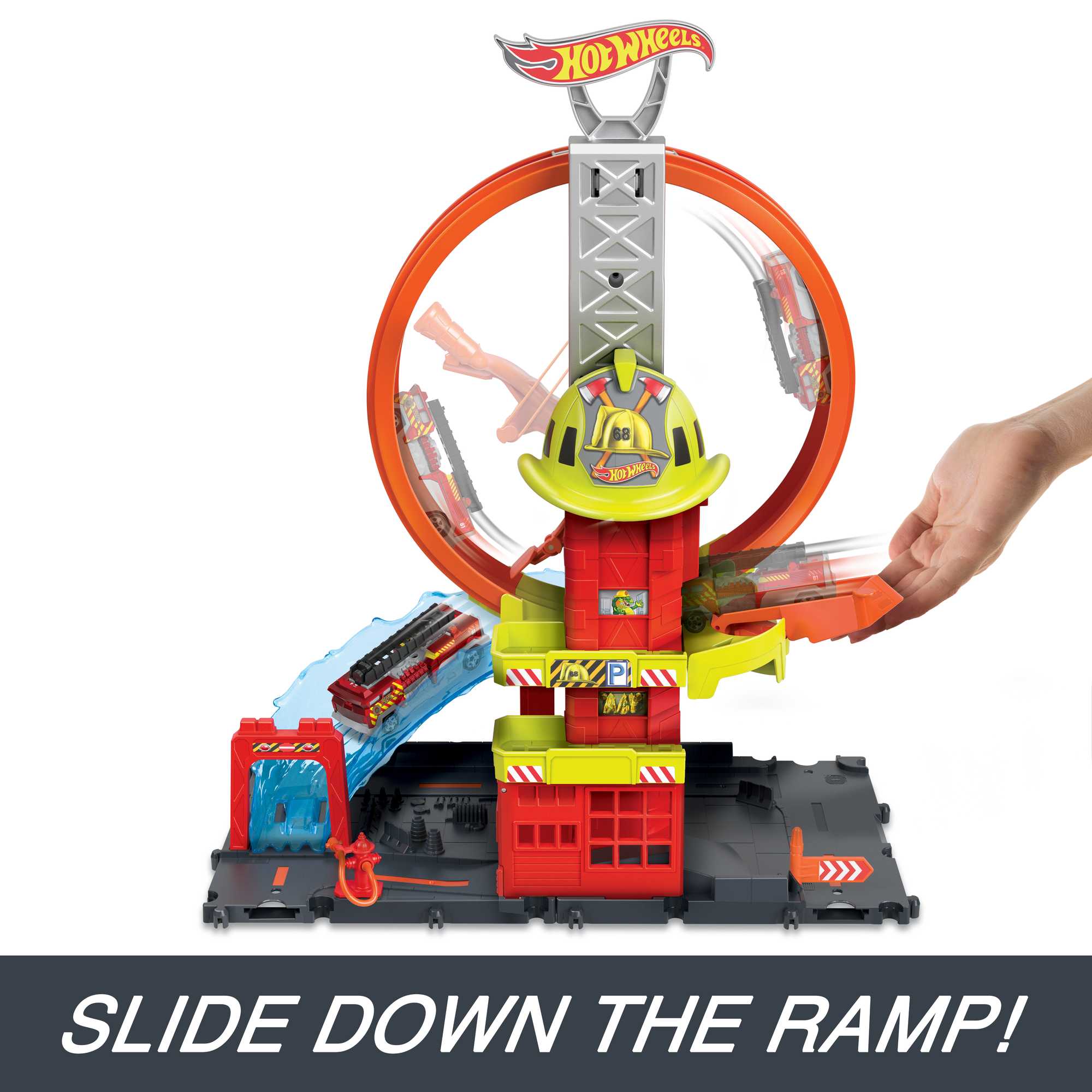 Hot Wheels City Super Loop Fire Station Playset. Track Set With 1 Toy Car - Image 5