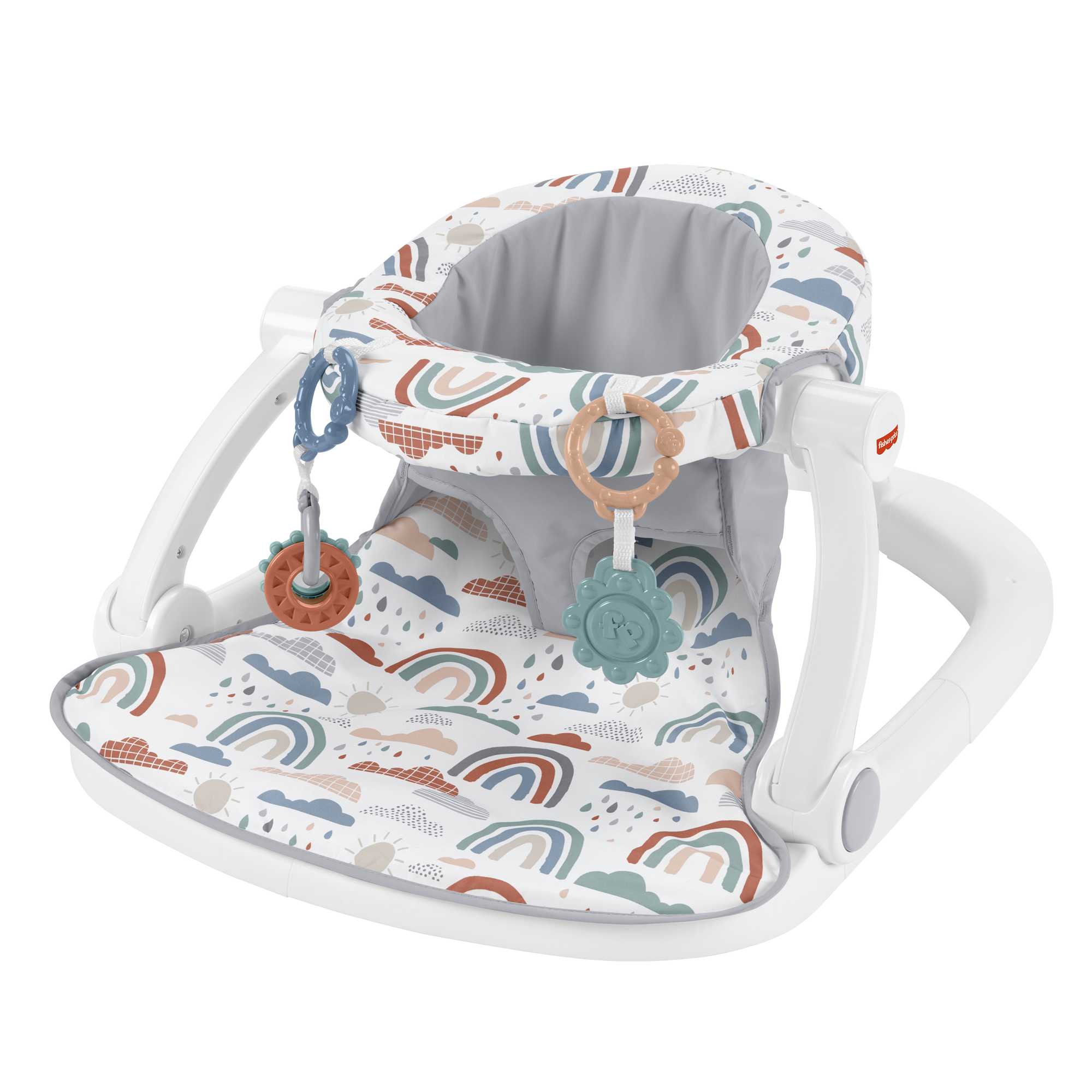Fisher-Price Sit-Me-Up Floor Seat Portable Baby Chair With Toys. Rainbow Showers