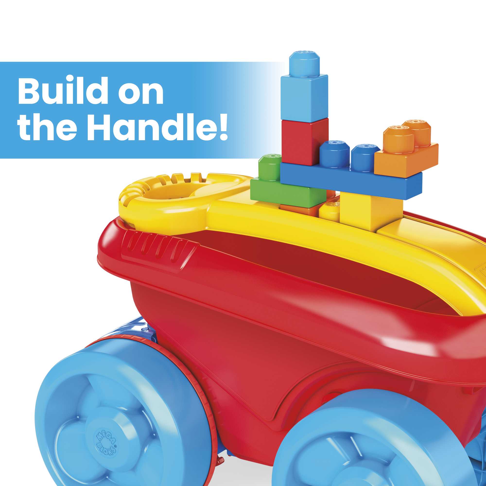 MEGA BLOKS Fisher Price Blue Block Scooping Wagon Building Toy (21 Pieces) For Toddler - Image 3