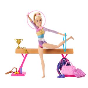 Barbie Coffret de Jeu Gymnaste. Poupée Mode. Blonde. 10Accessoires
