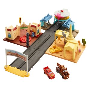 Disney And Pixar Cars On The Road Radiator Springs Tour Playset. 2 Toy Cars