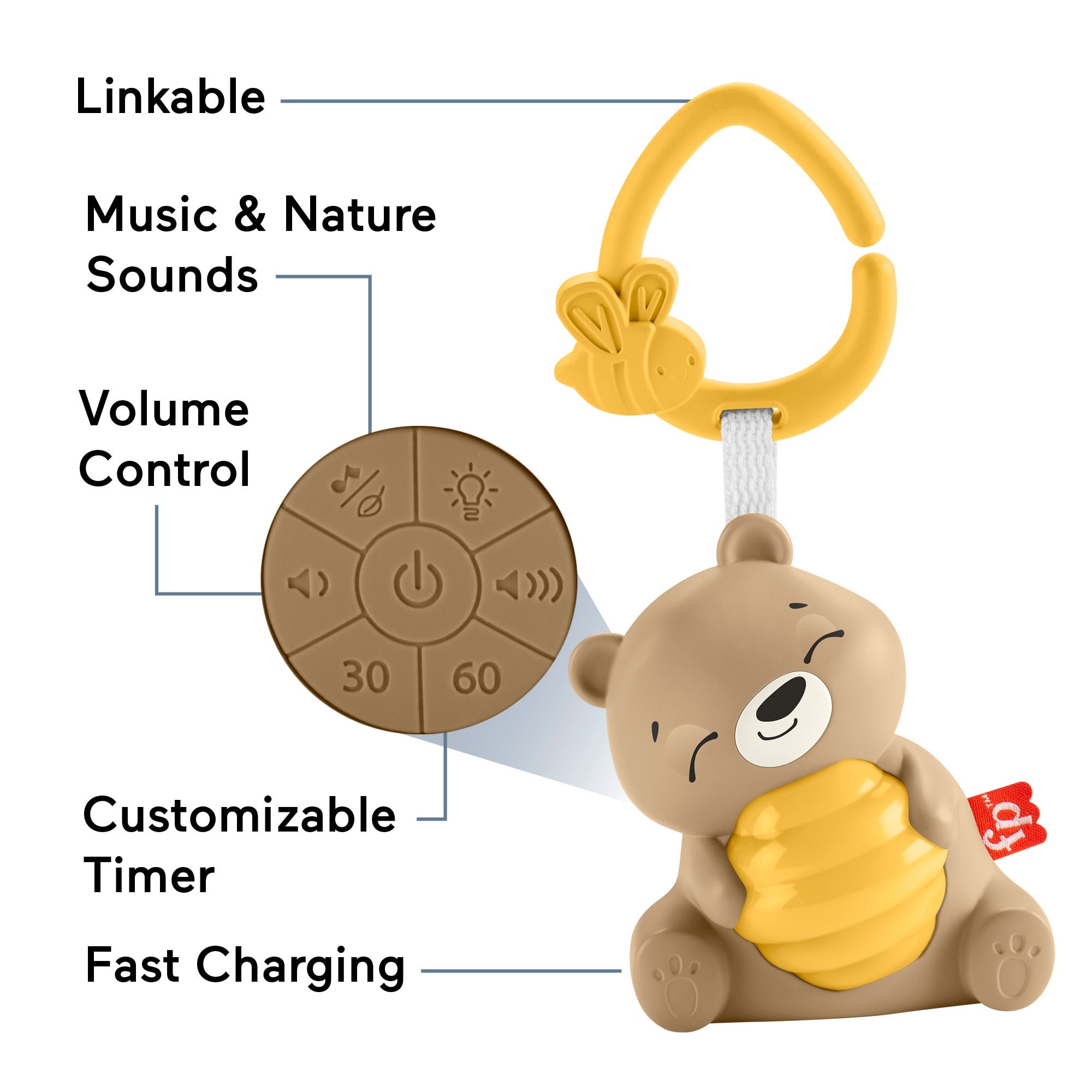 Fisher Price Beary Soothing Portable Baby Sound Machine With Customizable Timer For Newborns - Image 4