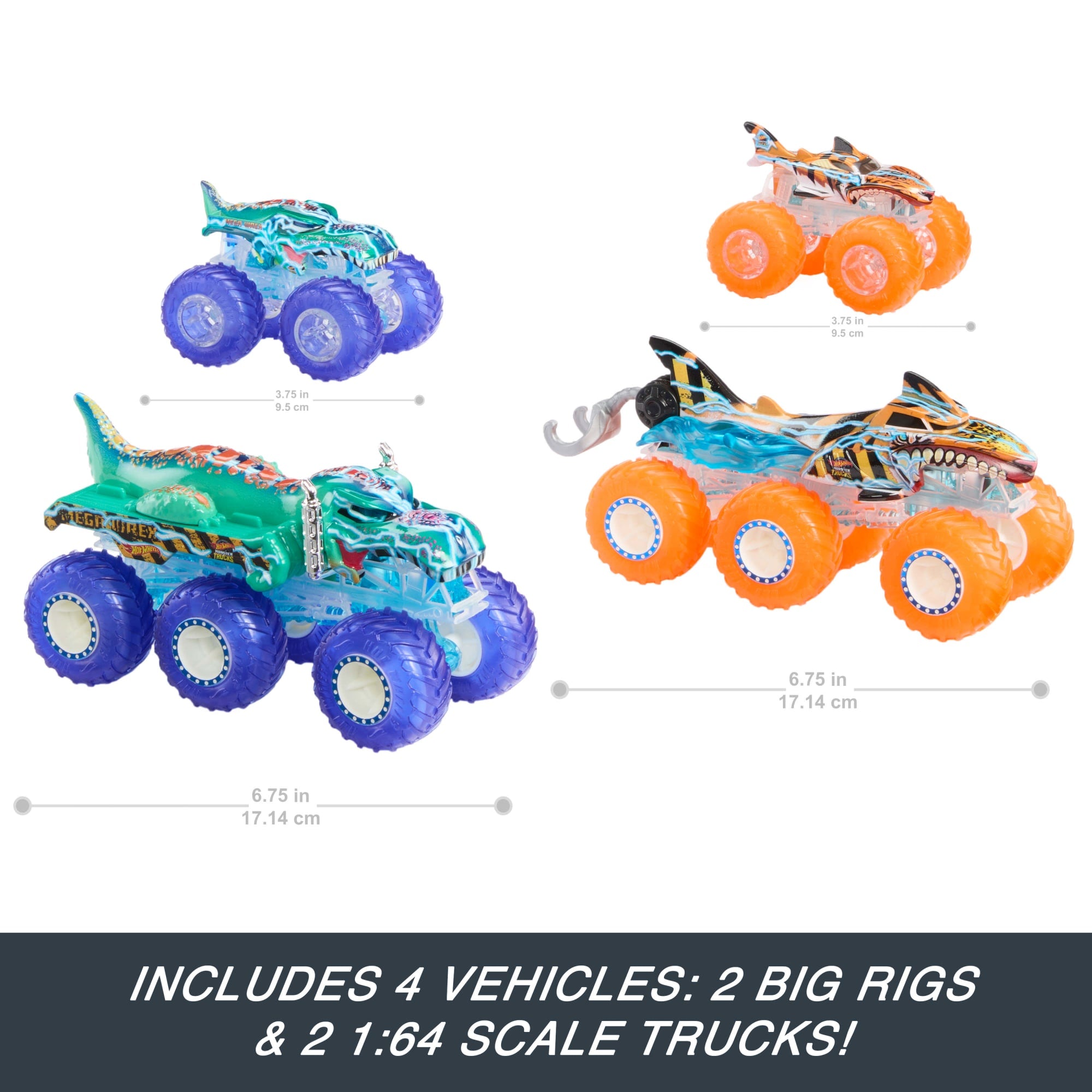 Hot Wheels Monster Trucks Power Smashers Toy Truck & Big Rig Multipack (4 Toy Trucks) - Image 3