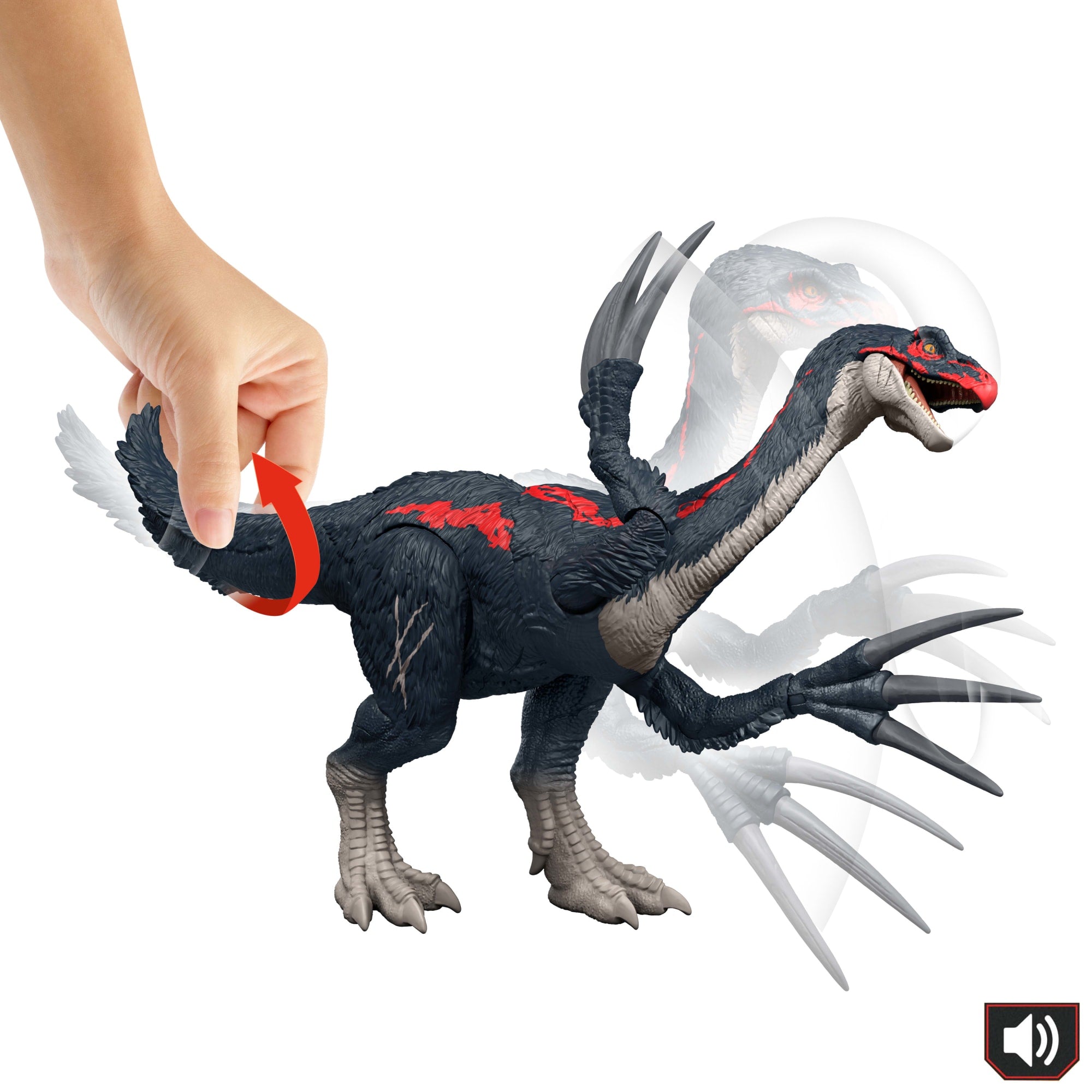 Figurine de Dinosaure Therizinosaurus Slash N Roar Monde Jurassique. Jouet D'Attaque Émettant des Sons. La Théorie du Chaos - Image 5