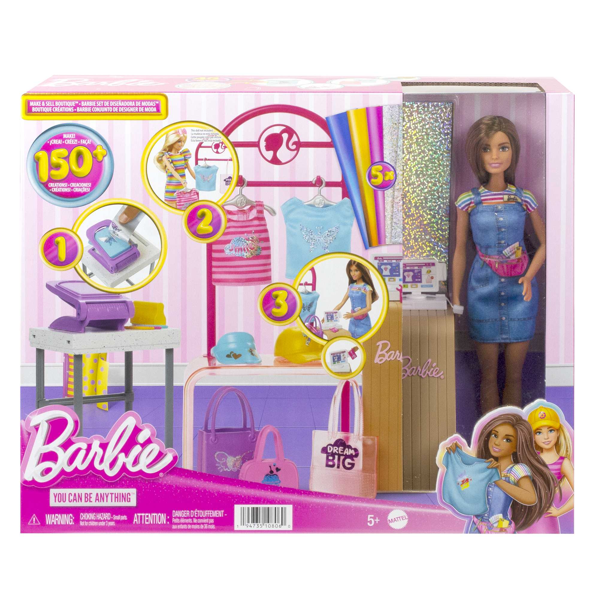 Barbie Make & Sell Boutique Playset With Brunette Doll. Foil Design Tools. Clothes & Accessories - Image 6