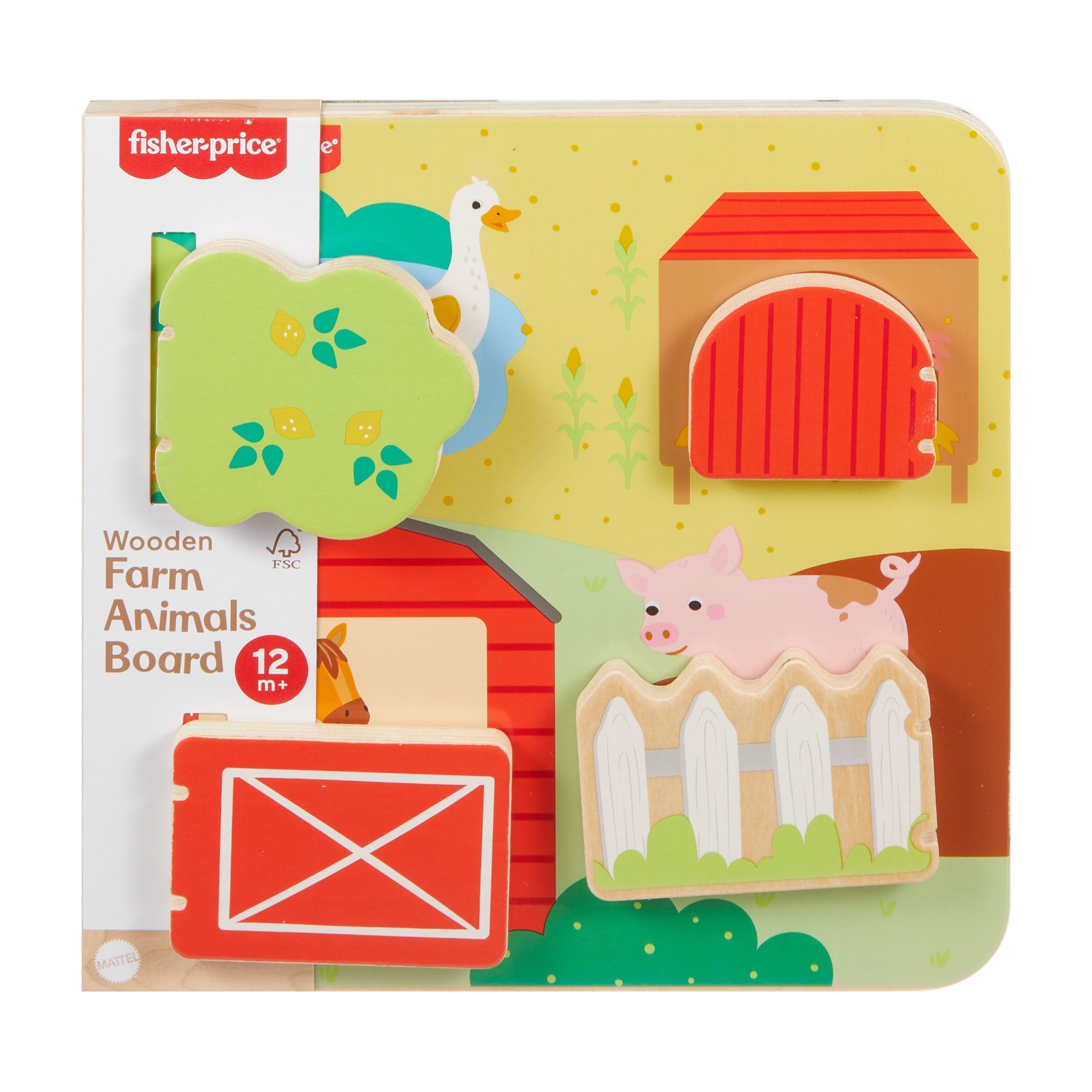 Fisher-Price Wooden Farm Animal Board Busy Activity Toy For Baby & Toddler. 1 Wood Piece - Image 6