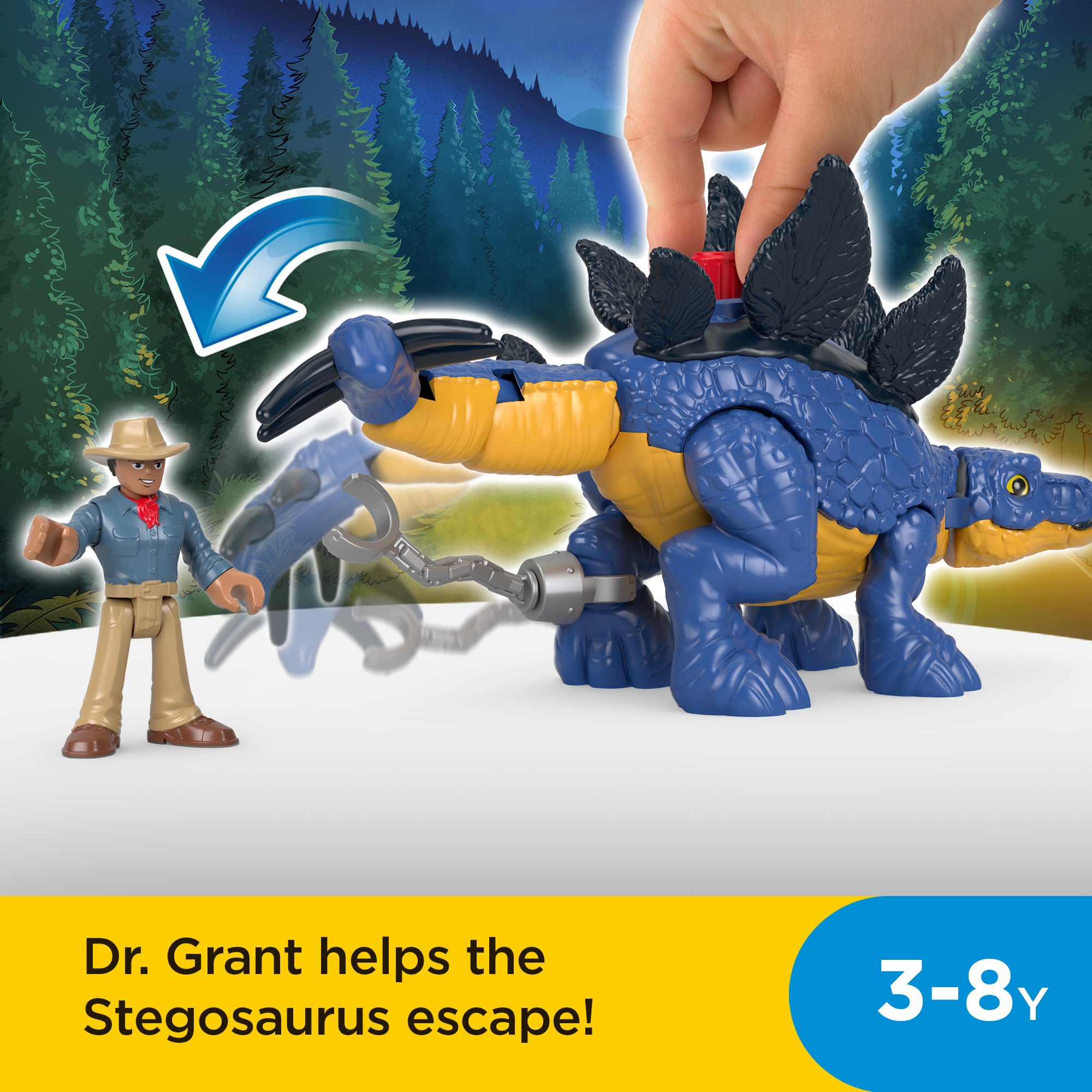 Imaginext Jurassic World Dominion Stegosaurus Dinosaur & Dr. Grant Poseable Figure Set - Image 2