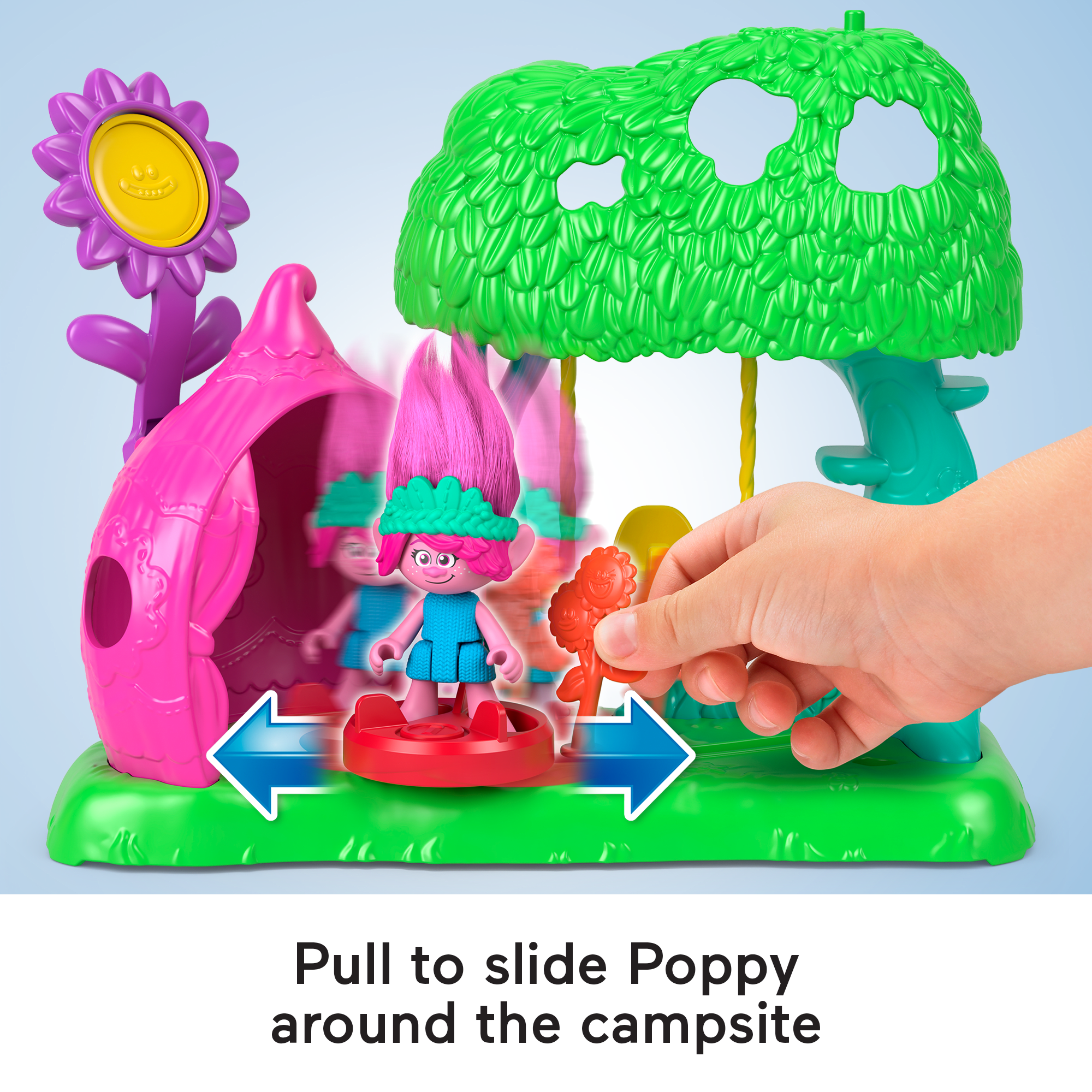 Imaginext Dreamworks Trolls Flower Fun Campsite Playset With Poppy Figure & 4 Play Pieces - Image 3
