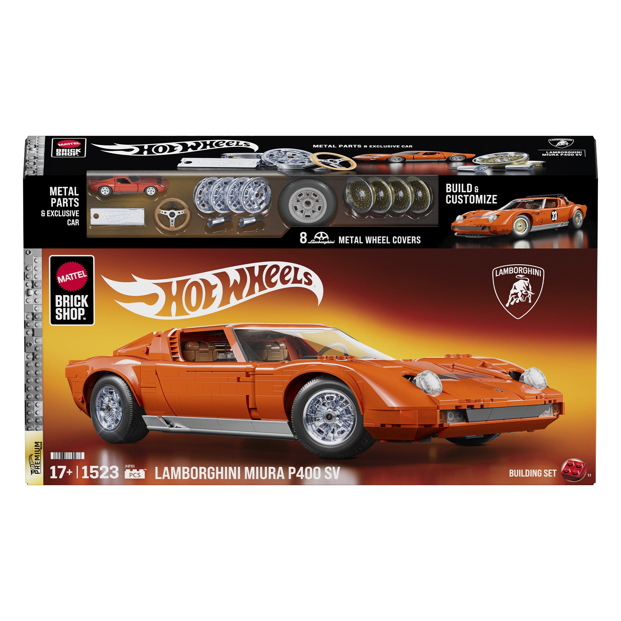 Mattel Brick Shop Hot Wheels Lamborghini Miura P400 SV Collectible Building Set - Image 9