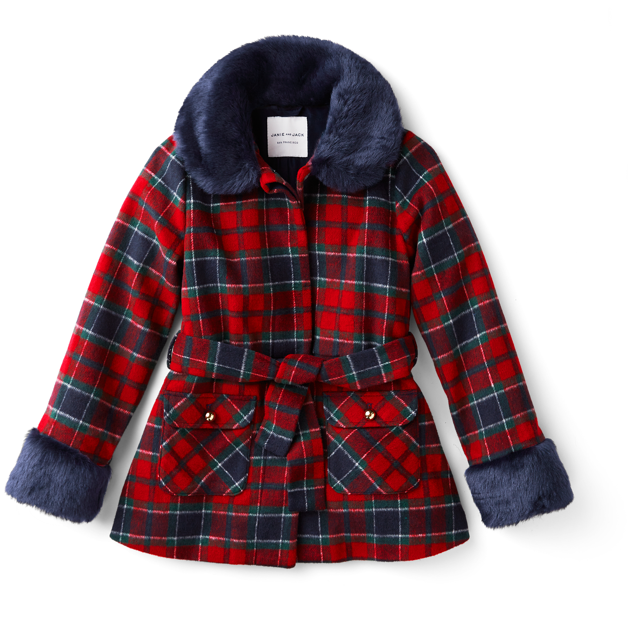 American Girl® x Janie and Jack Fur-Trim Plaid Coat for Girls - Image 3