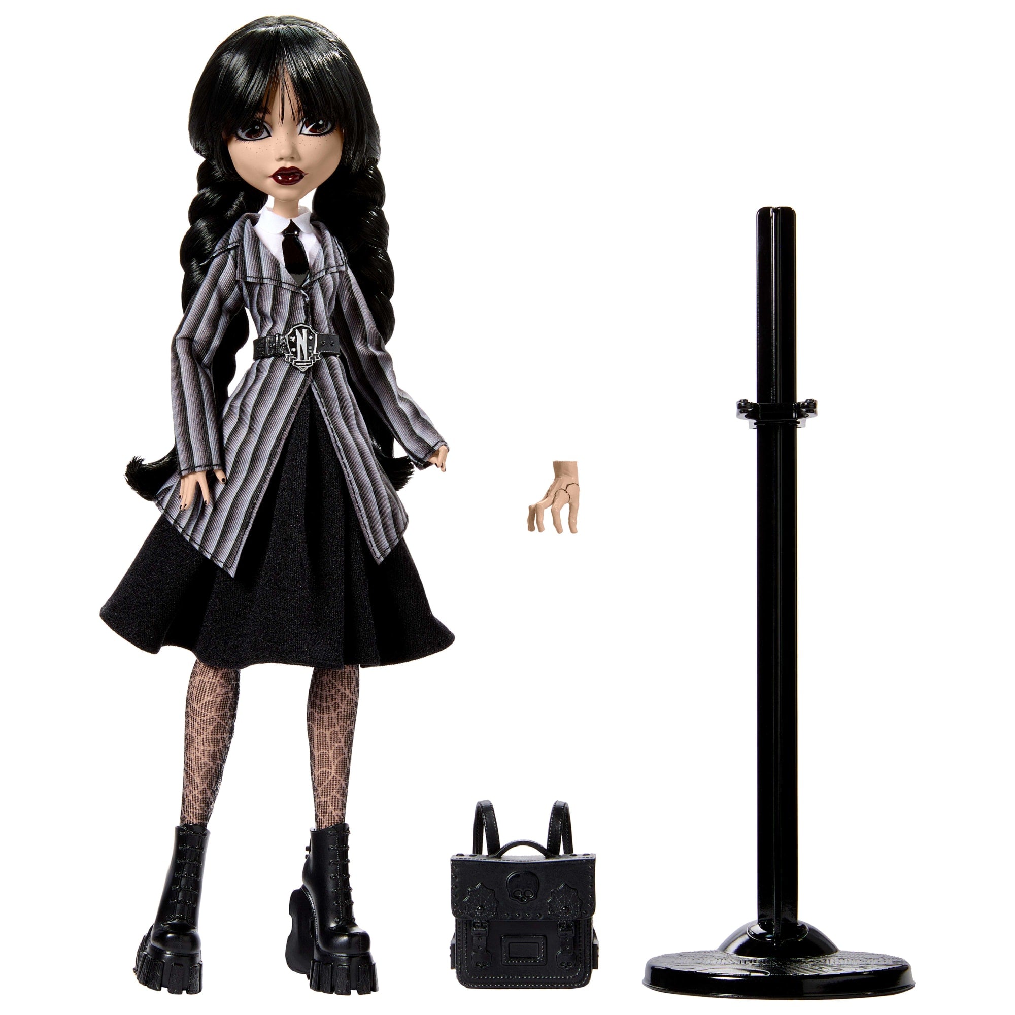 Monster High Wednesday Collectible Doll. Wednesday Addams in Nevermore Academy Uniform With Thing - Image 6