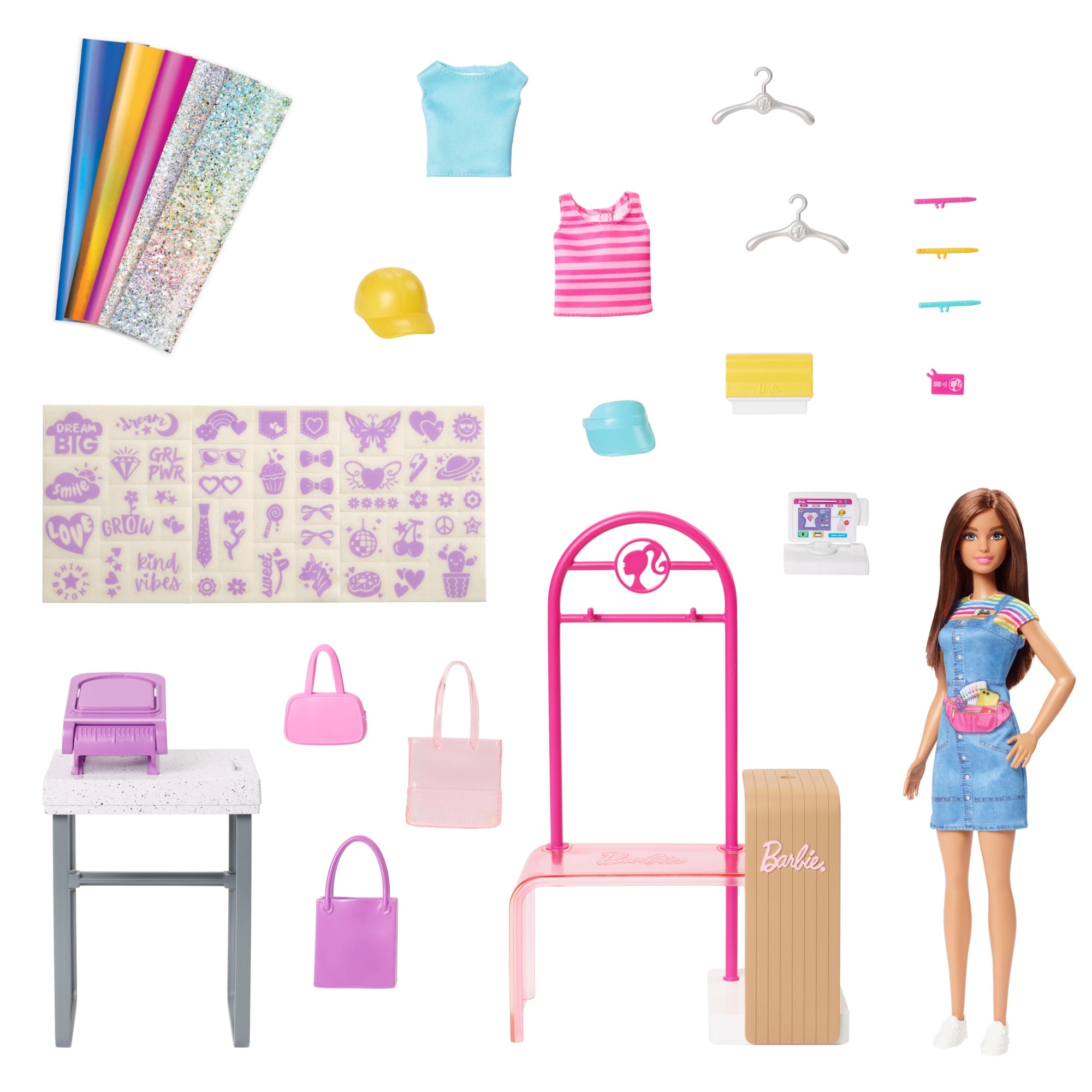 Barbie Make & Sell Boutique Playset With Brunette Doll. Foil Design Tools. Clothes & Accessories - Image 5