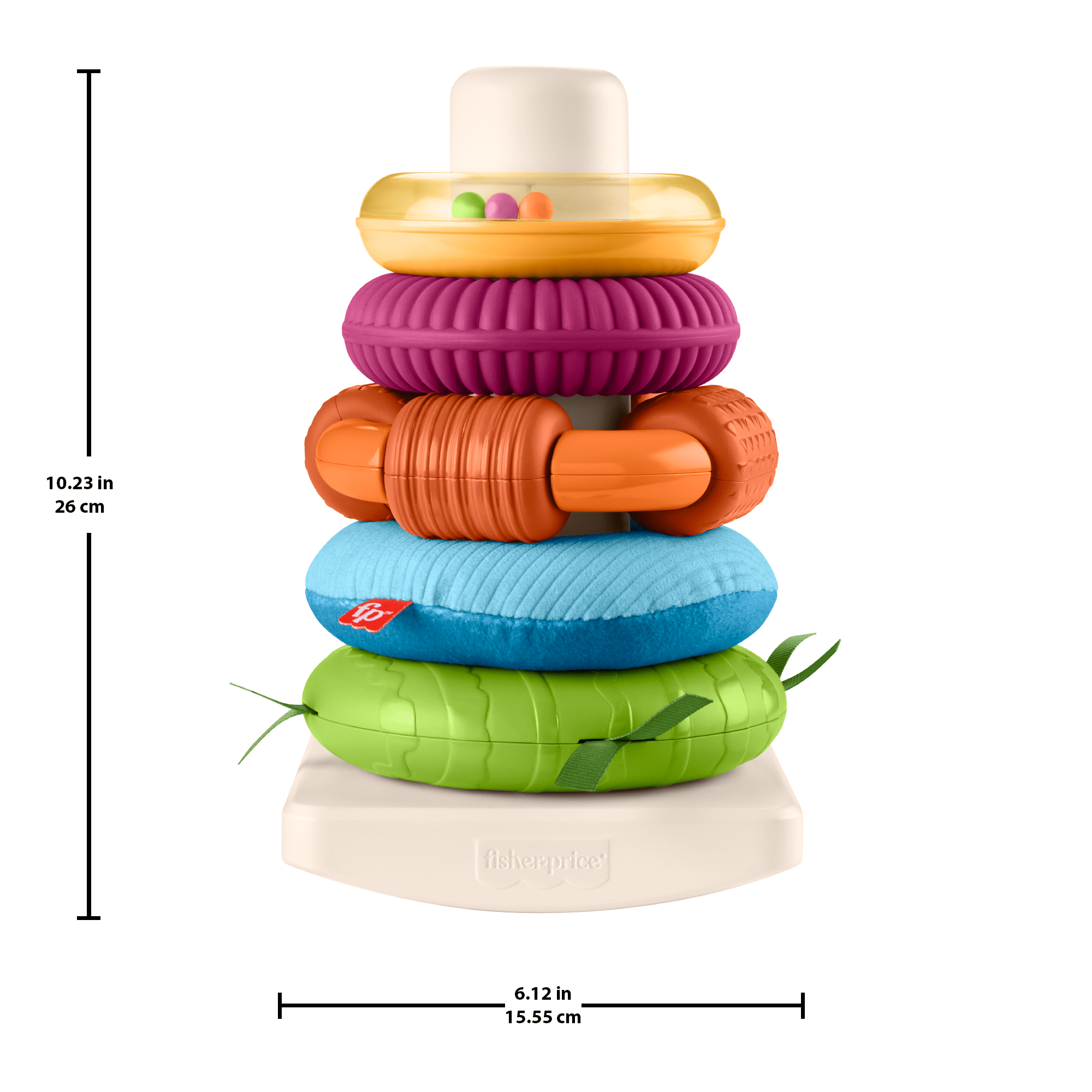 Fisher-Price Sensory Rock-A-Stack Roly-Poly Stacking Toy With Fine Motor Activities For Babies - Image 5